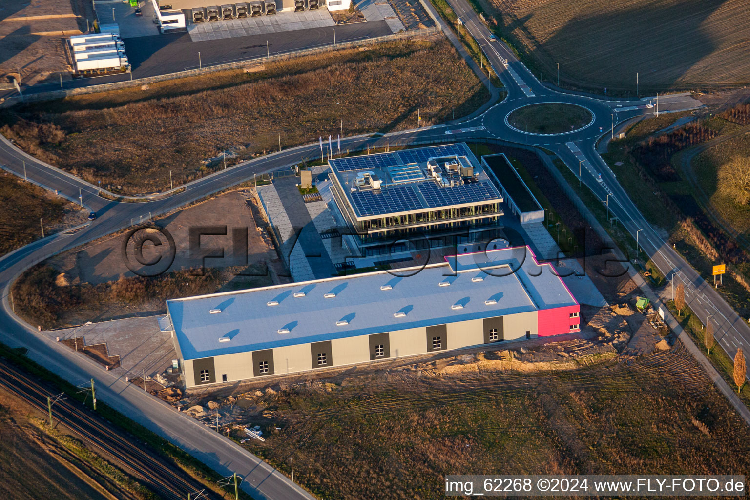 Commercial Area North in Rülzheim in the state Rhineland-Palatinate, Germany seen from a drone