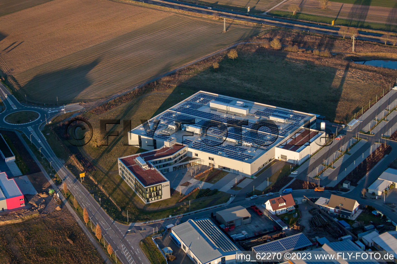 Aerial photograpy of North industrial area in Rülzheim in the state Rhineland-Palatinate, Germany