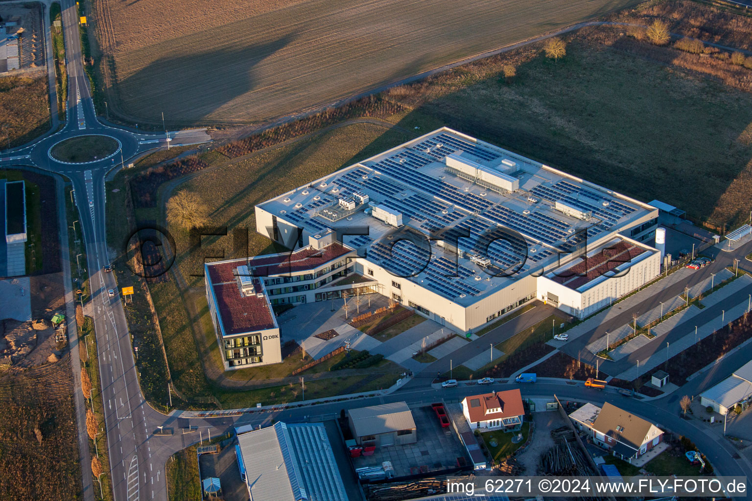 Oblique view of Commercial Area North in Rülzheim in the state Rhineland-Palatinate, Germany