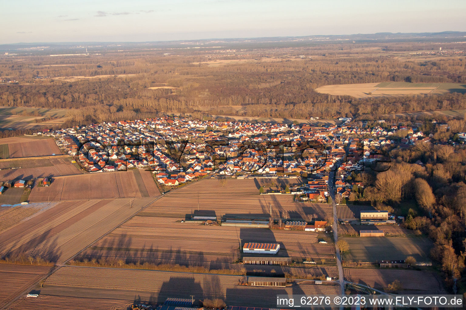 Aerial view of Hördt in the state Rhineland-Palatinate, Germany