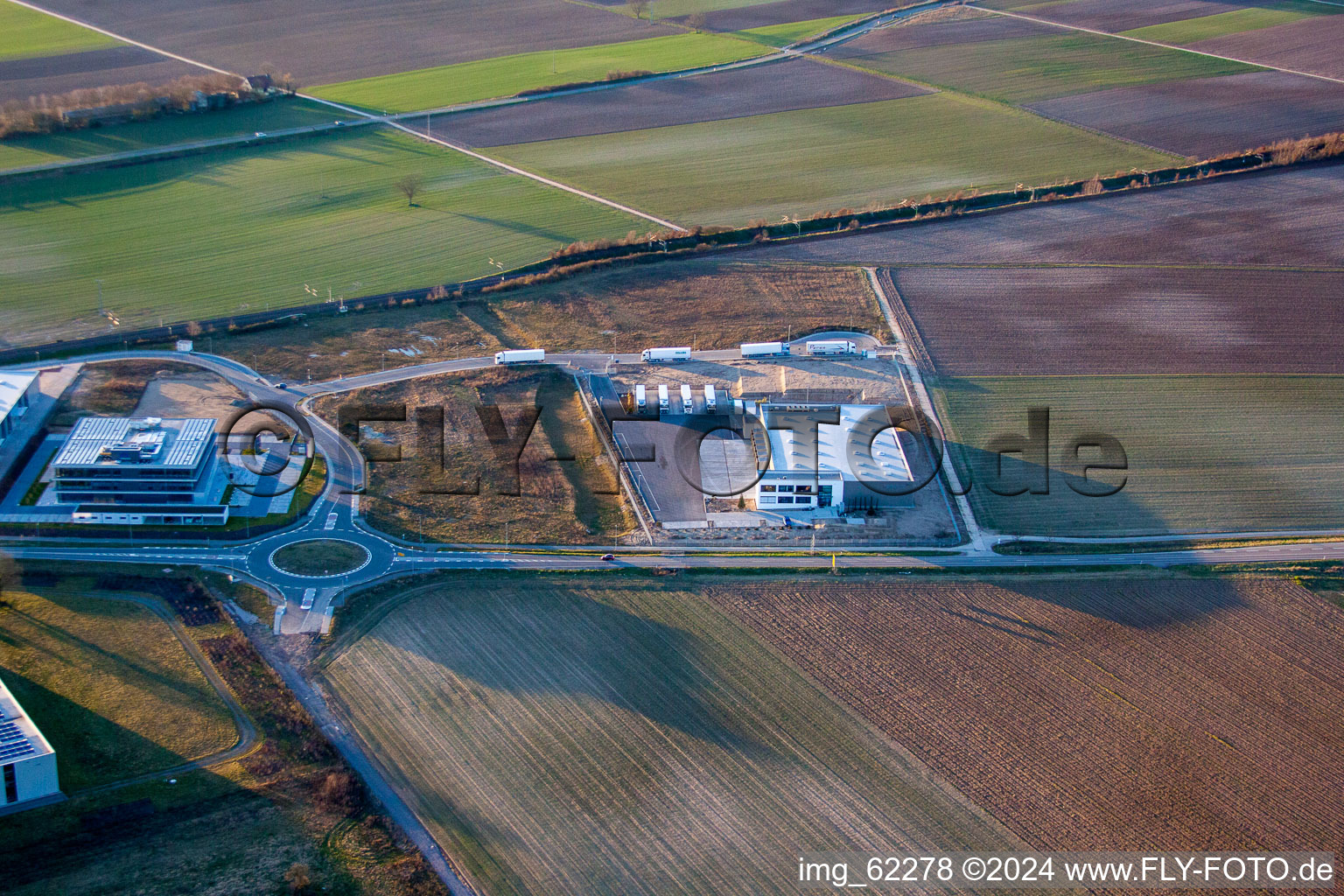 Bird's eye view of North industrial area in Rülzheim in the state Rhineland-Palatinate, Germany