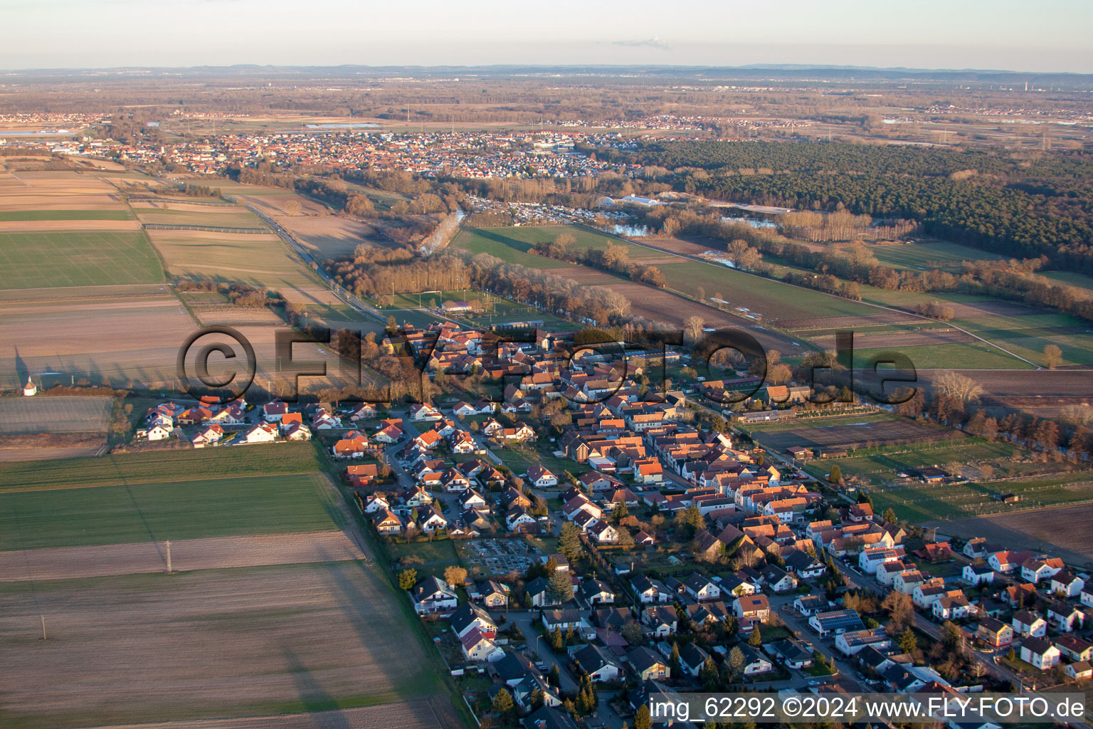 Bird's eye view of Herxheimweyher in the state Rhineland-Palatinate, Germany