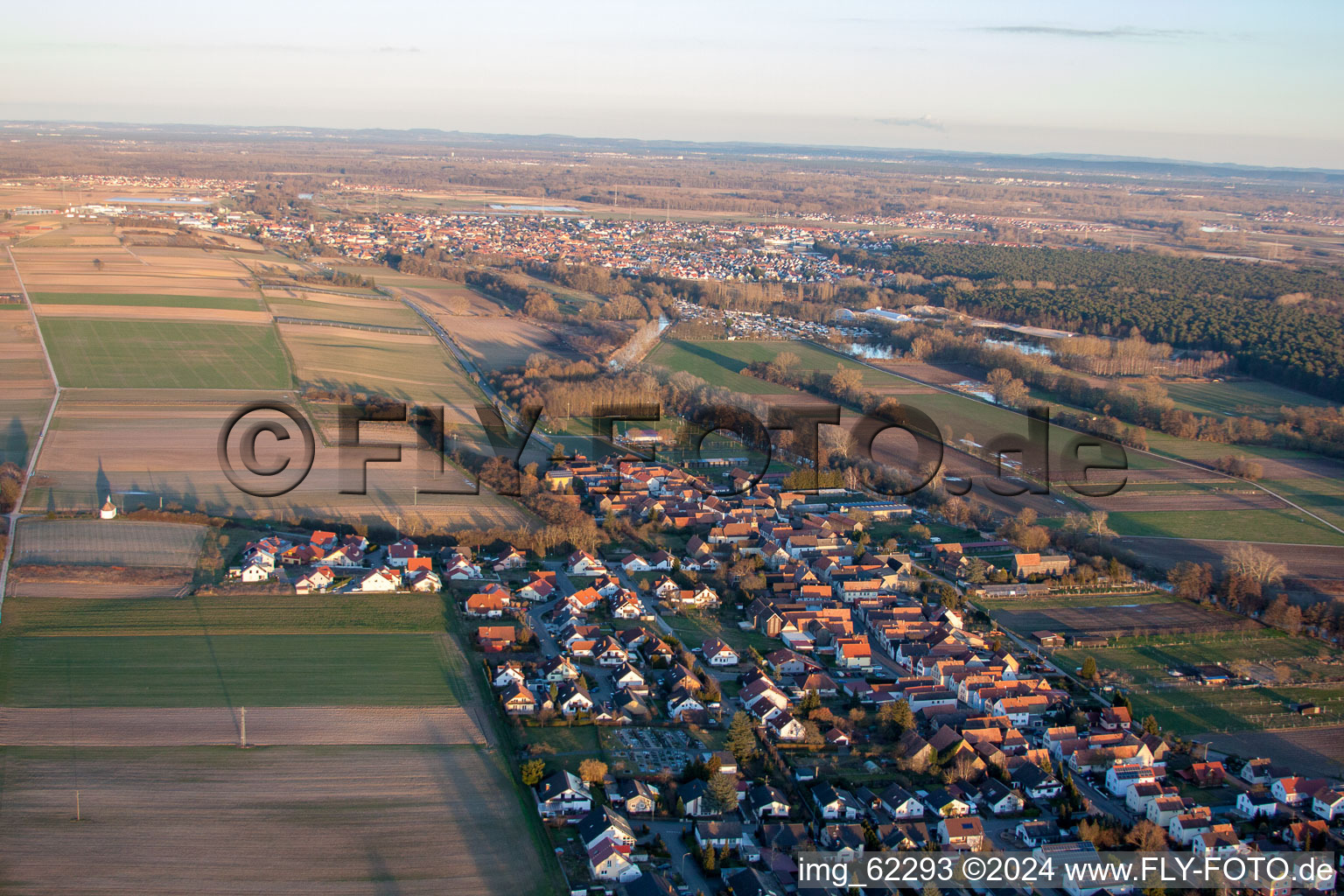 Herxheimweyher in the state Rhineland-Palatinate, Germany viewn from the air