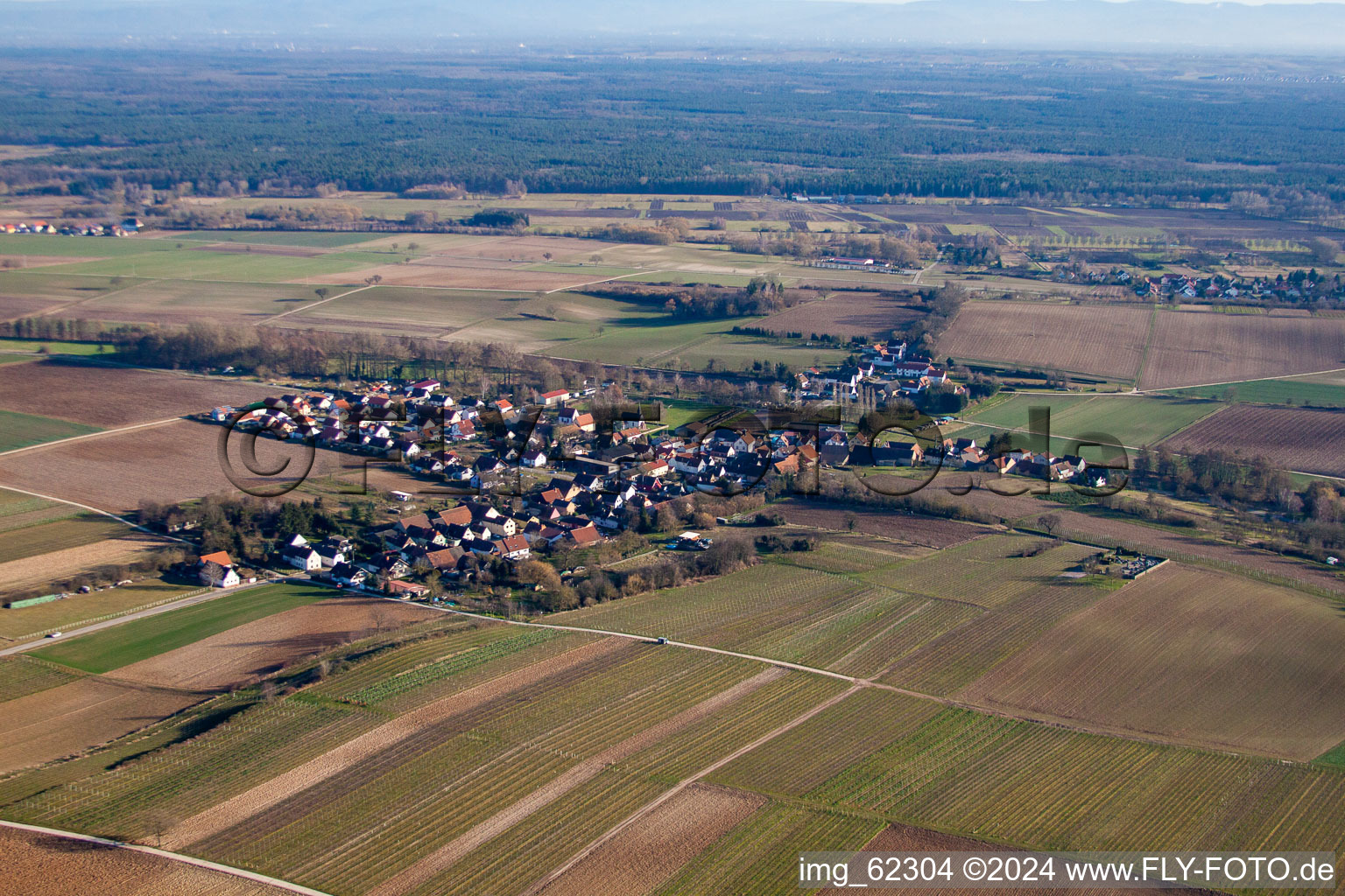 Aerial photograpy of District Kleinsteinfeld in Niederotterbach in the state Rhineland-Palatinate, Germany