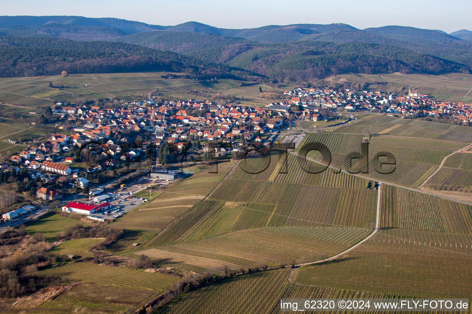 District Schweigen in Schweigen-Rechtenbach in the state Rhineland-Palatinate, Germany out of the air