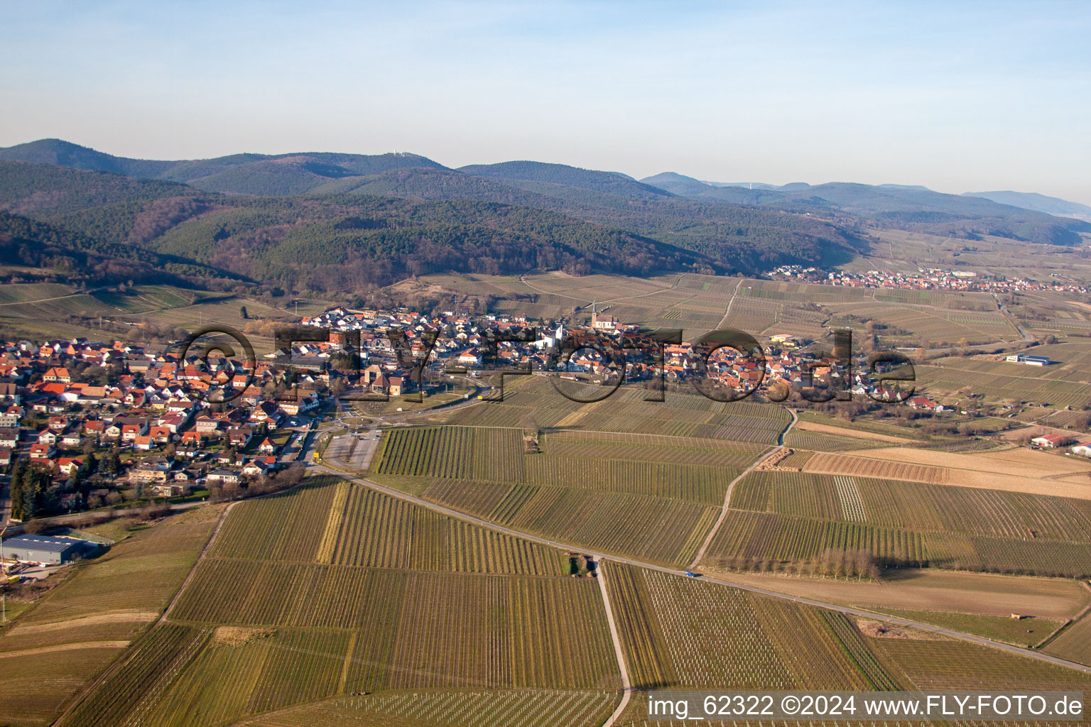 District Schweigen in Schweigen-Rechtenbach in the state Rhineland-Palatinate, Germany from the plane