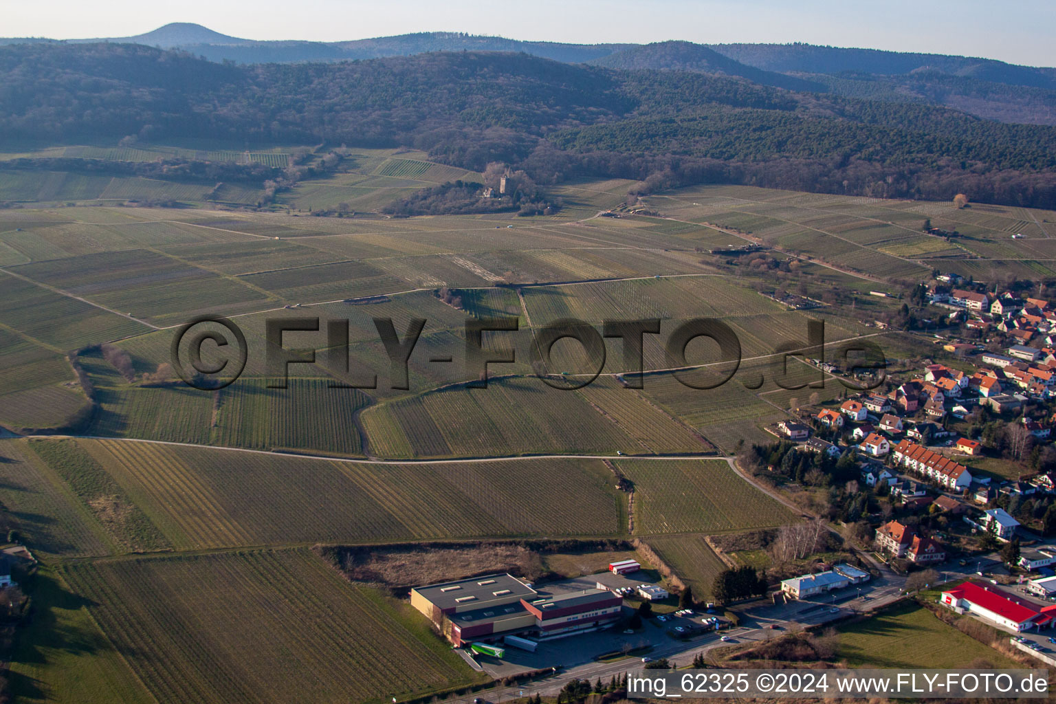 Drone recording of District Schweigen in Schweigen-Rechtenbach in the state Rhineland-Palatinate, Germany