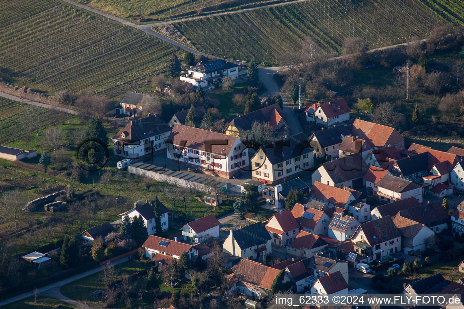 Aerial photograpy of District Schweigen in Schweigen-Rechtenbach in the state Rhineland-Palatinate, Germany