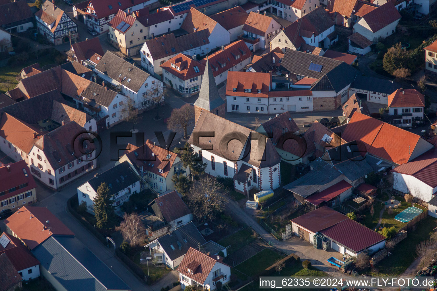 District Schweigen in Schweigen-Rechtenbach in the state Rhineland-Palatinate, Germany out of the air