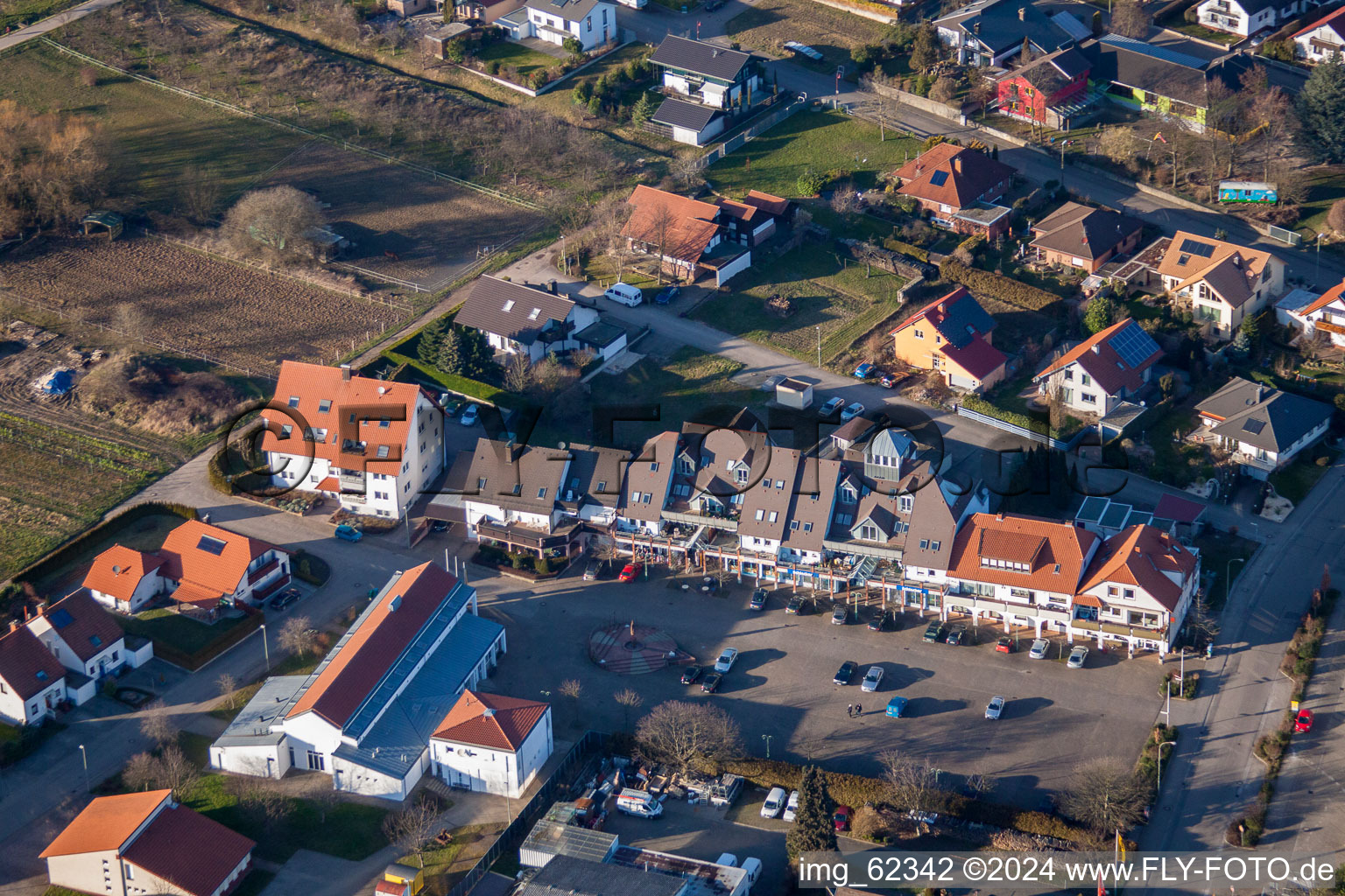 Drone image of District Schweigen in Schweigen-Rechtenbach in the state Rhineland-Palatinate, Germany