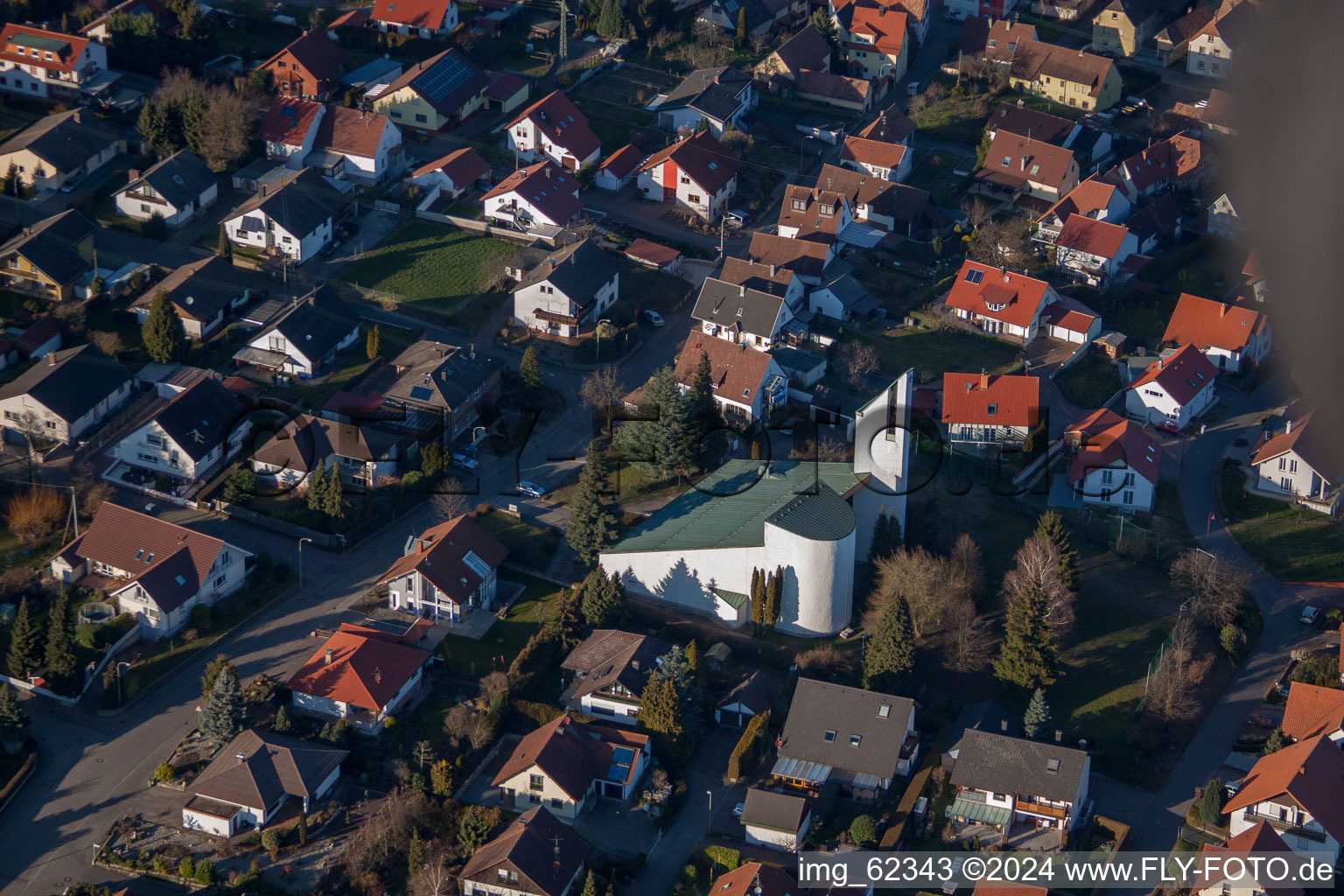 District Rechtenbach in Schweigen-Rechtenbach in the state Rhineland-Palatinate, Germany seen from above