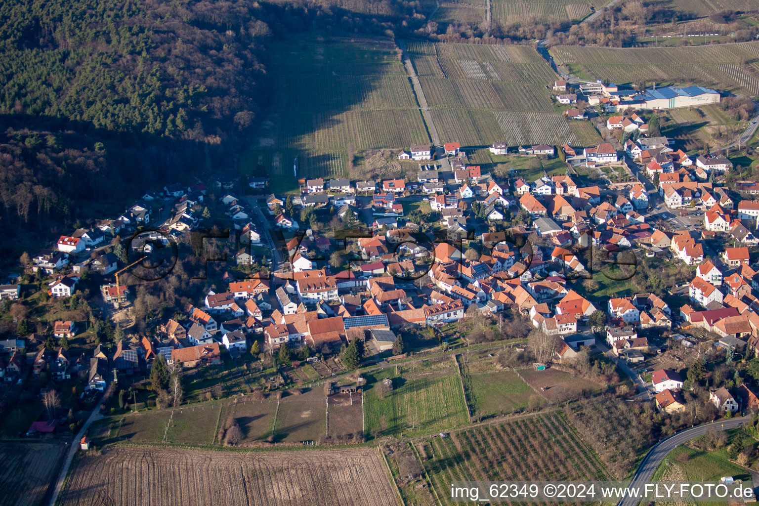 Aerial photograpy of Oberotterbach in the state Rhineland-Palatinate, Germany