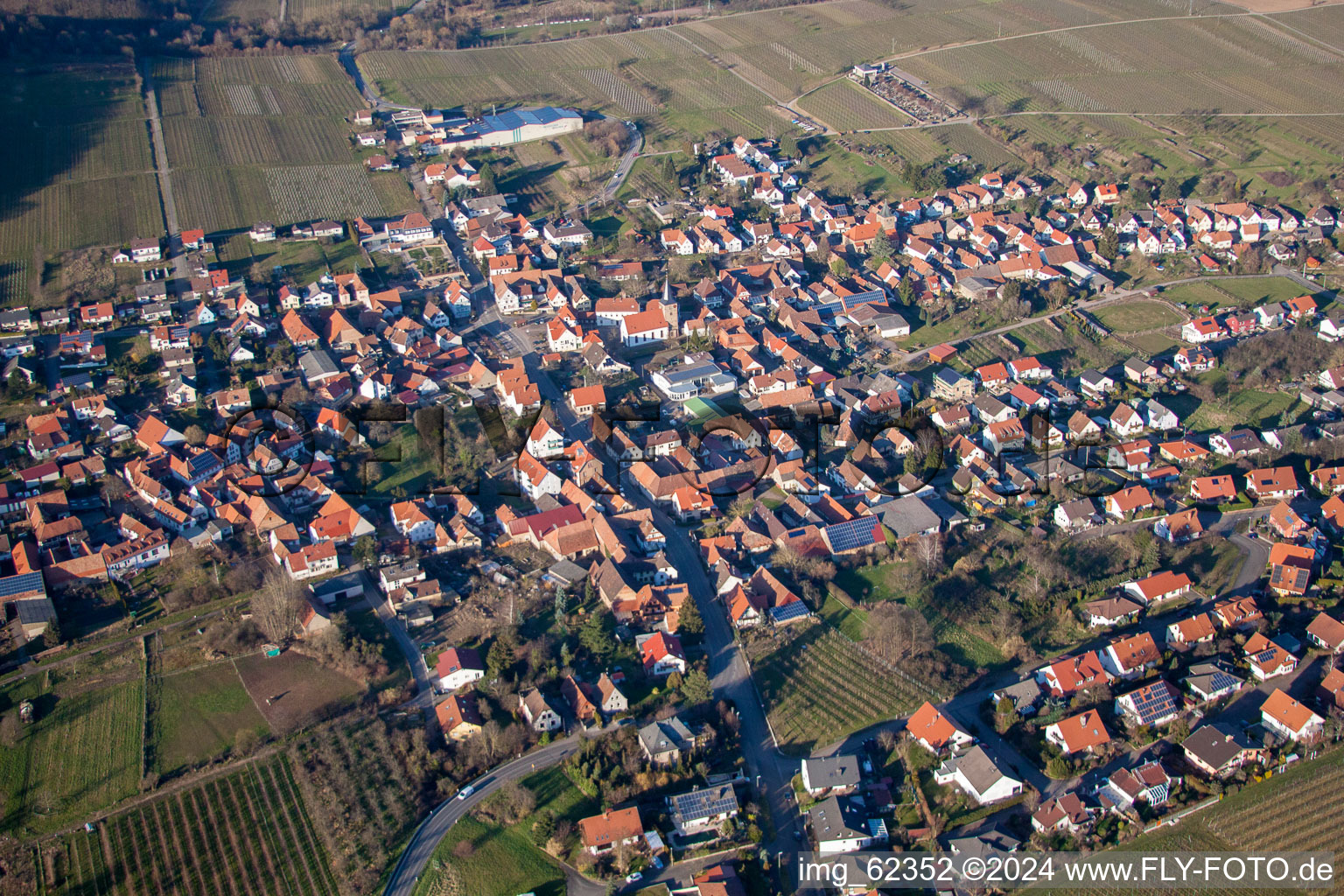 Oberotterbach in the state Rhineland-Palatinate, Germany from above