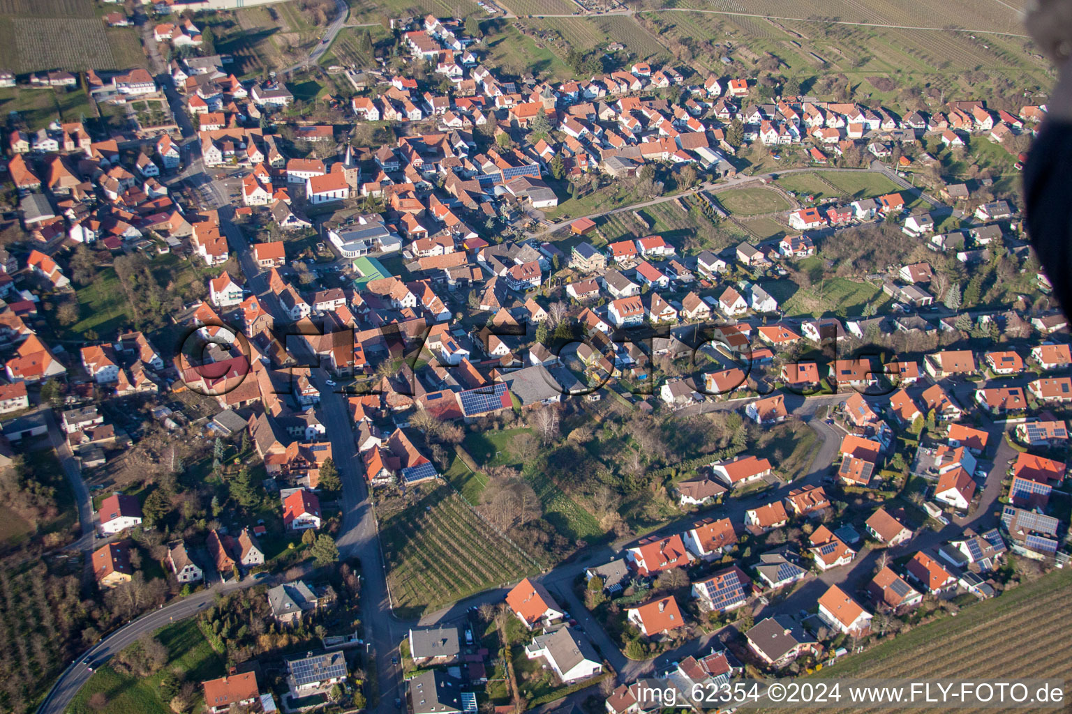 Oberotterbach in the state Rhineland-Palatinate, Germany seen from above