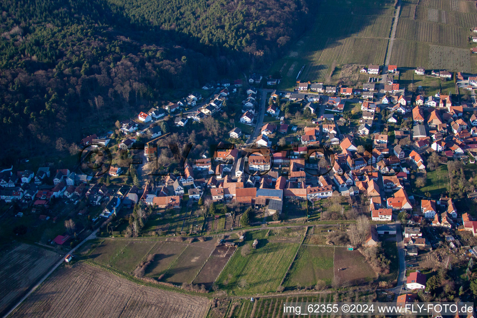 Oberotterbach in the state Rhineland-Palatinate, Germany from the plane