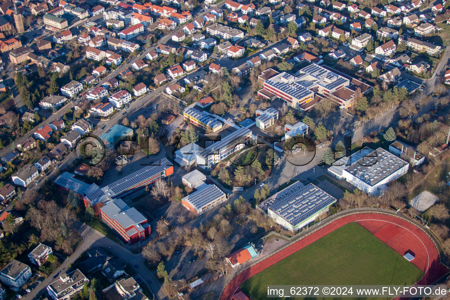 Aerial view of Bad Bergzabern in the state Rhineland-Palatinate, Germany