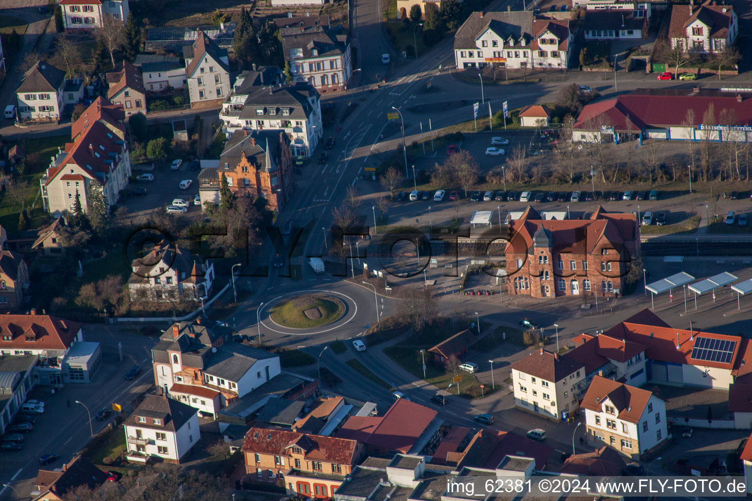 Bird's eye view of Bad Bergzabern in the state Rhineland-Palatinate, Germany