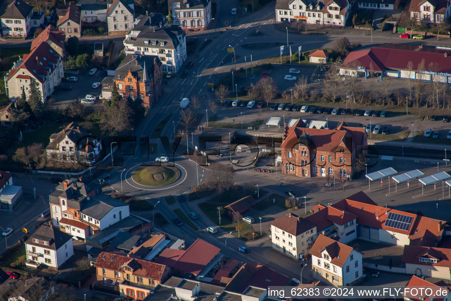 Drone recording of Bad Bergzabern in the state Rhineland-Palatinate, Germany