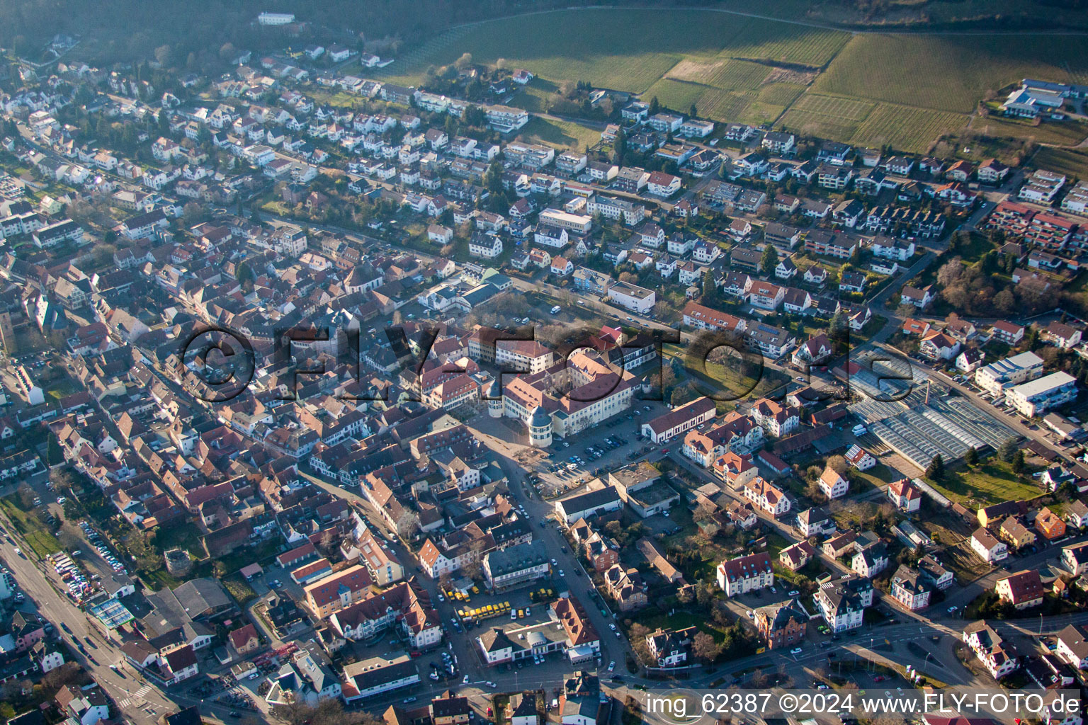 Bad Bergzabern in the state Rhineland-Palatinate, Germany from a drone