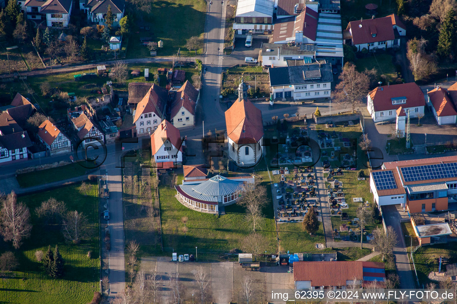 Oblique view of District Pleisweiler in Pleisweiler-Oberhofen in the state Rhineland-Palatinate, Germany