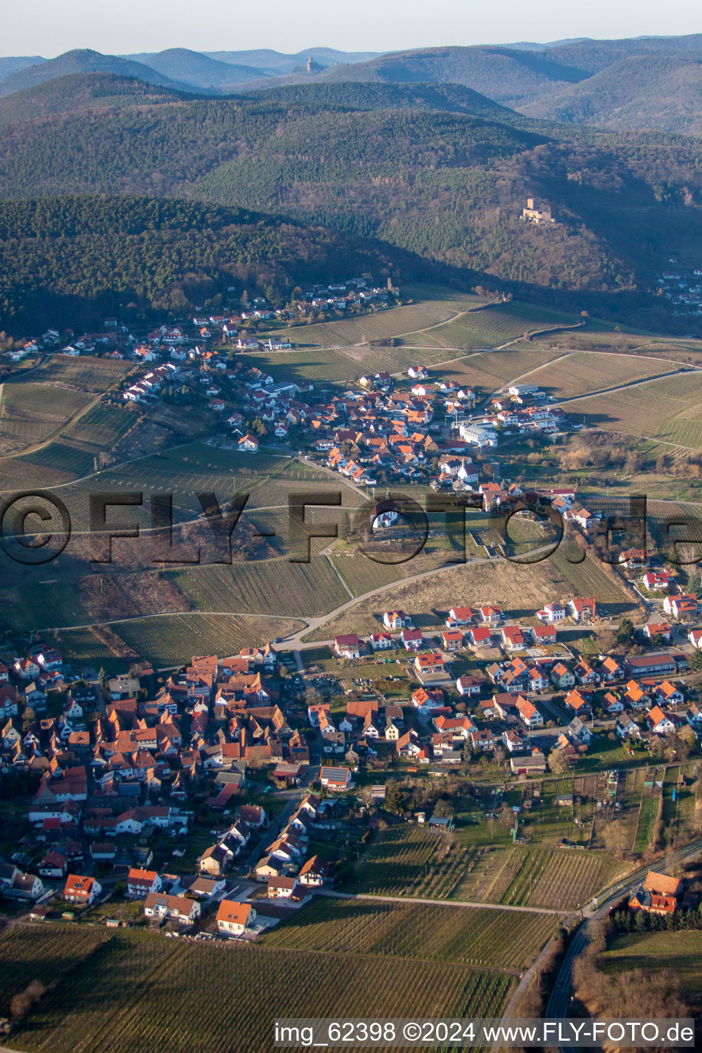 District Gleiszellen in Gleiszellen-Gleishorbach in the state Rhineland-Palatinate, Germany viewn from the air