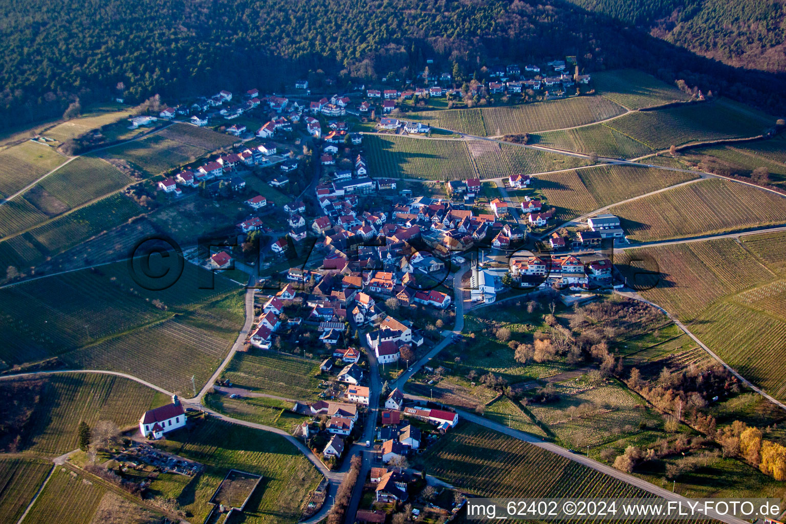 Drone image of District Gleiszellen in Gleiszellen-Gleishorbach in the state Rhineland-Palatinate, Germany