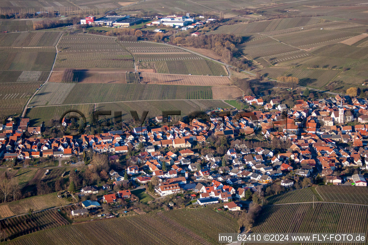 Göcklingen in the state Rhineland-Palatinate, Germany from the plane