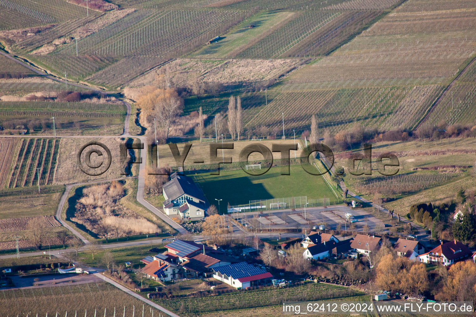 Göcklingen in the state Rhineland-Palatinate, Germany viewn from the air