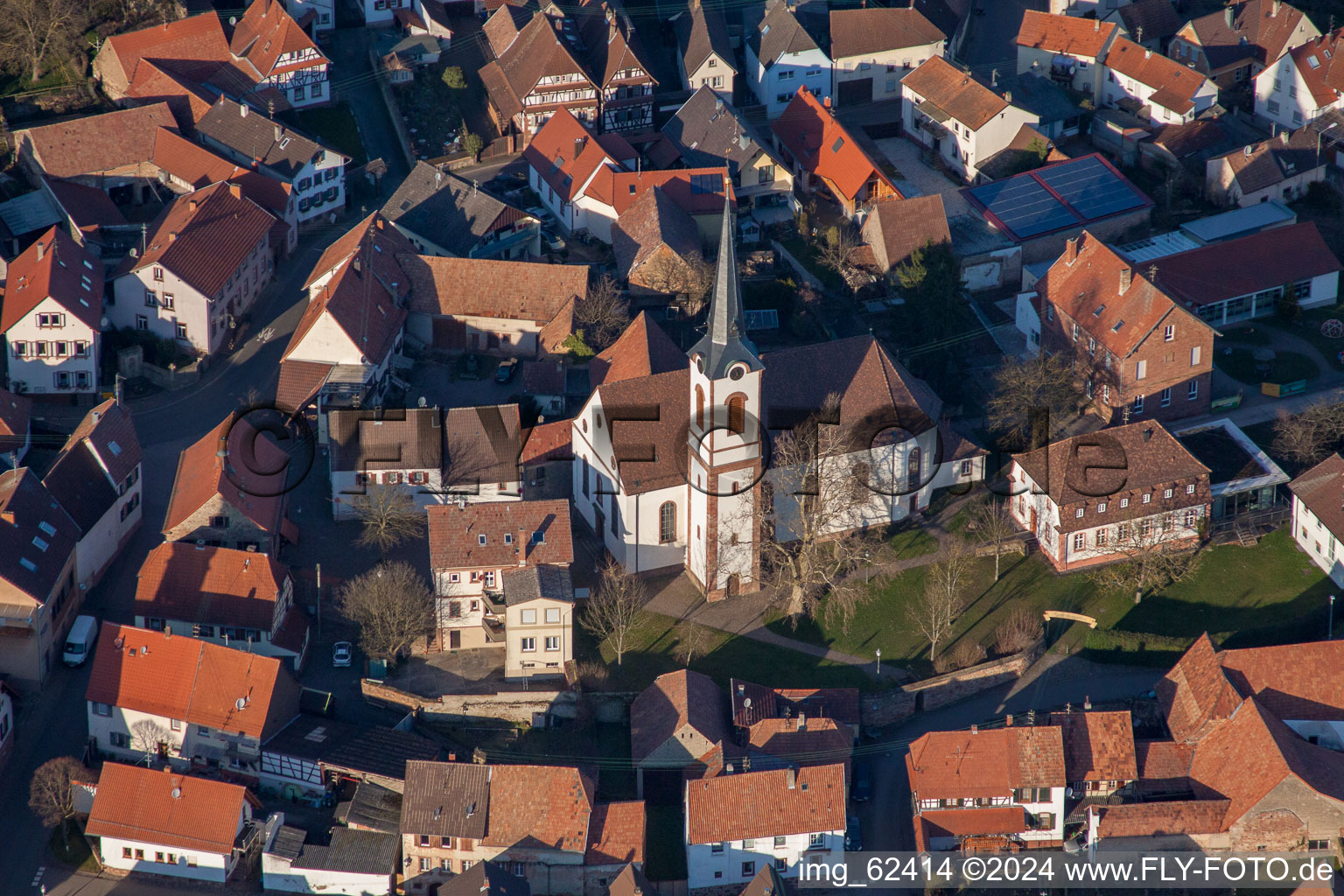 Drone image of Göcklingen in the state Rhineland-Palatinate, Germany