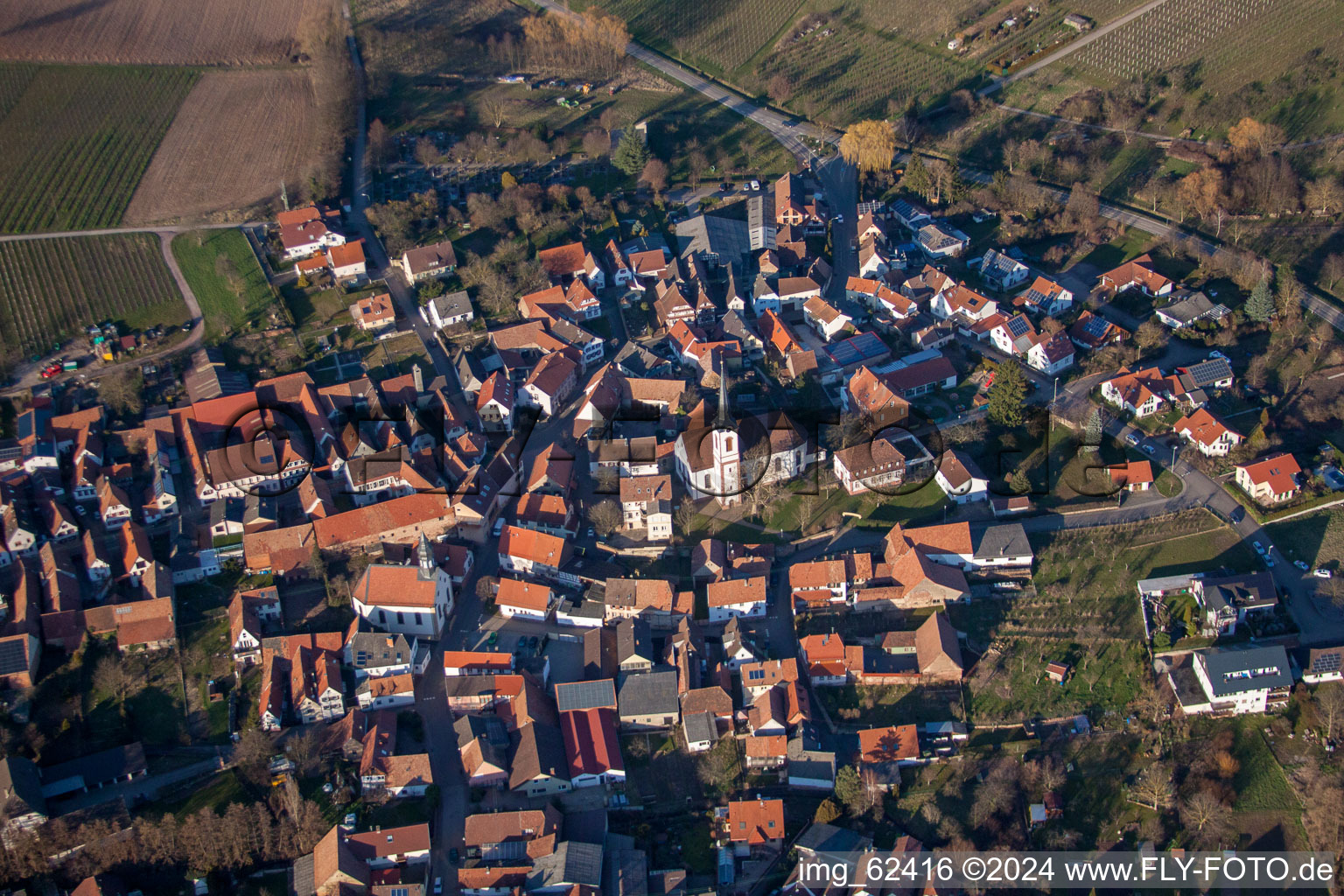 Göcklingen in the state Rhineland-Palatinate, Germany from a drone