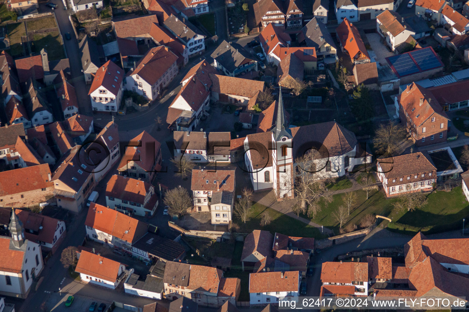 Göcklingen in the state Rhineland-Palatinate, Germany seen from a drone