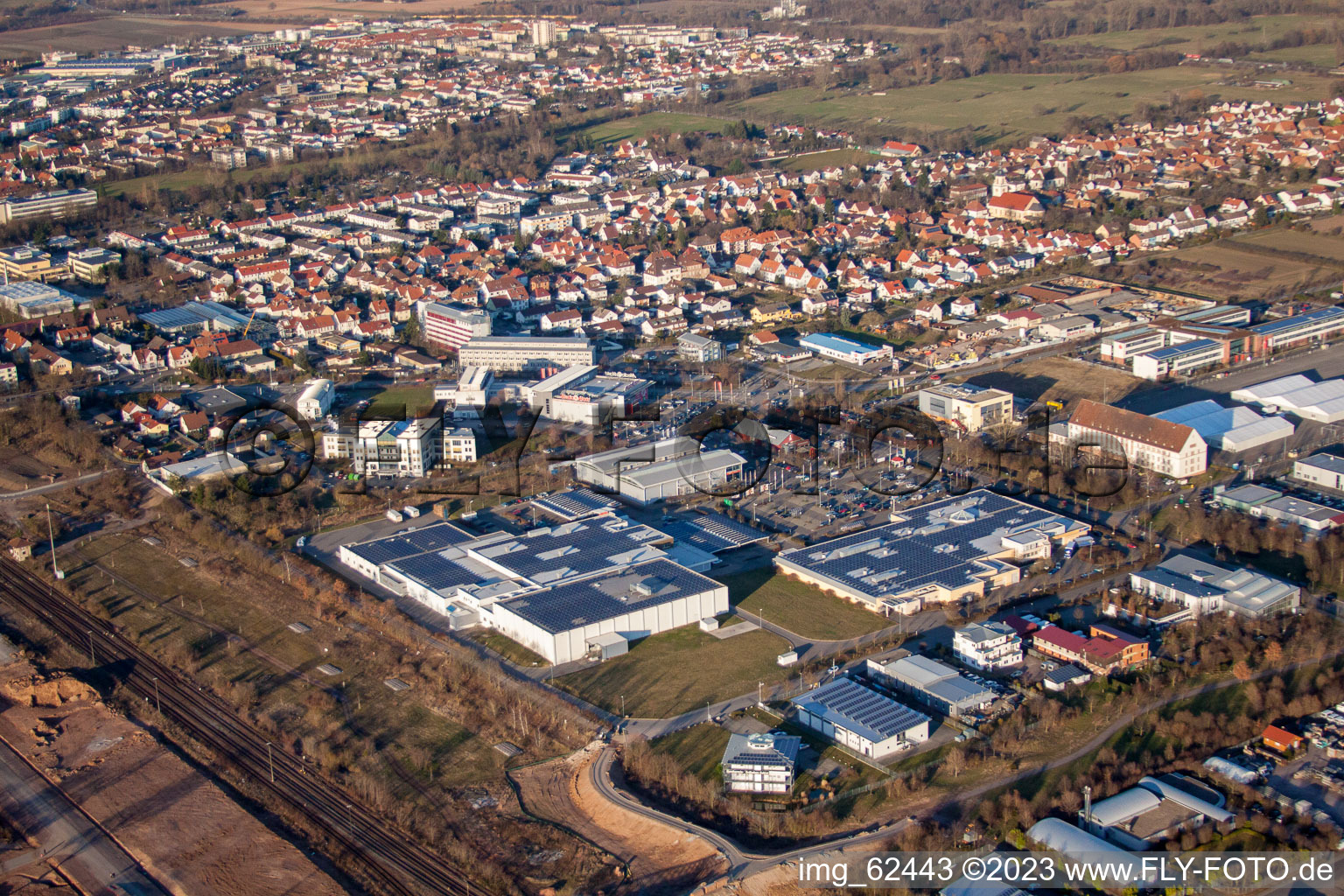 Aerial photograpy of District Queichheim in Landau in der Pfalz in the state Rhineland-Palatinate, Germany