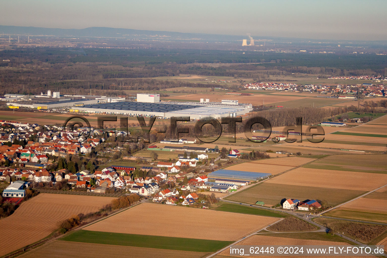 Offenbach an der Queich in the state Rhineland-Palatinate, Germany seen from above
