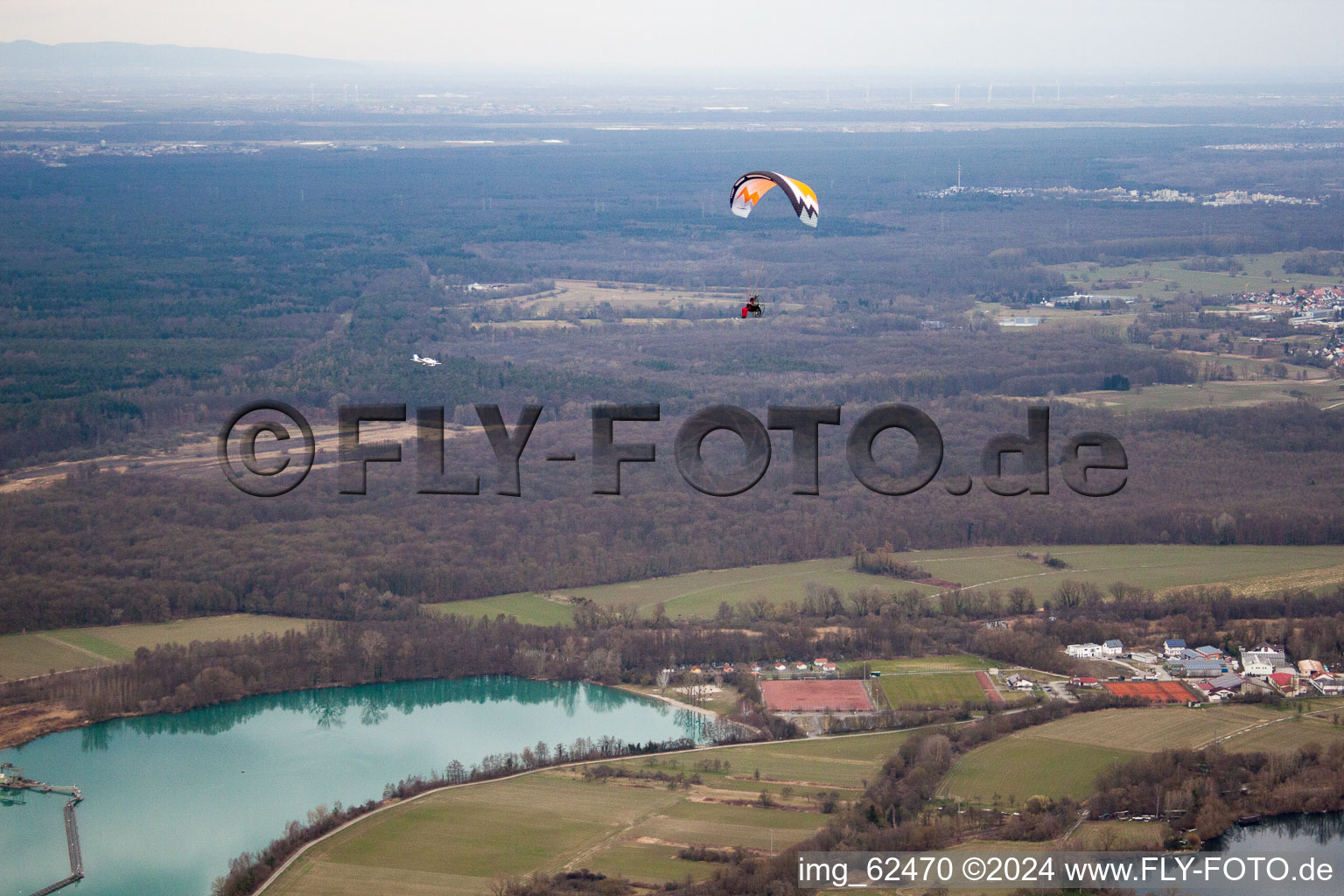 District Neuburg in Neuburg am Rhein in the state Rhineland-Palatinate, Germany from above