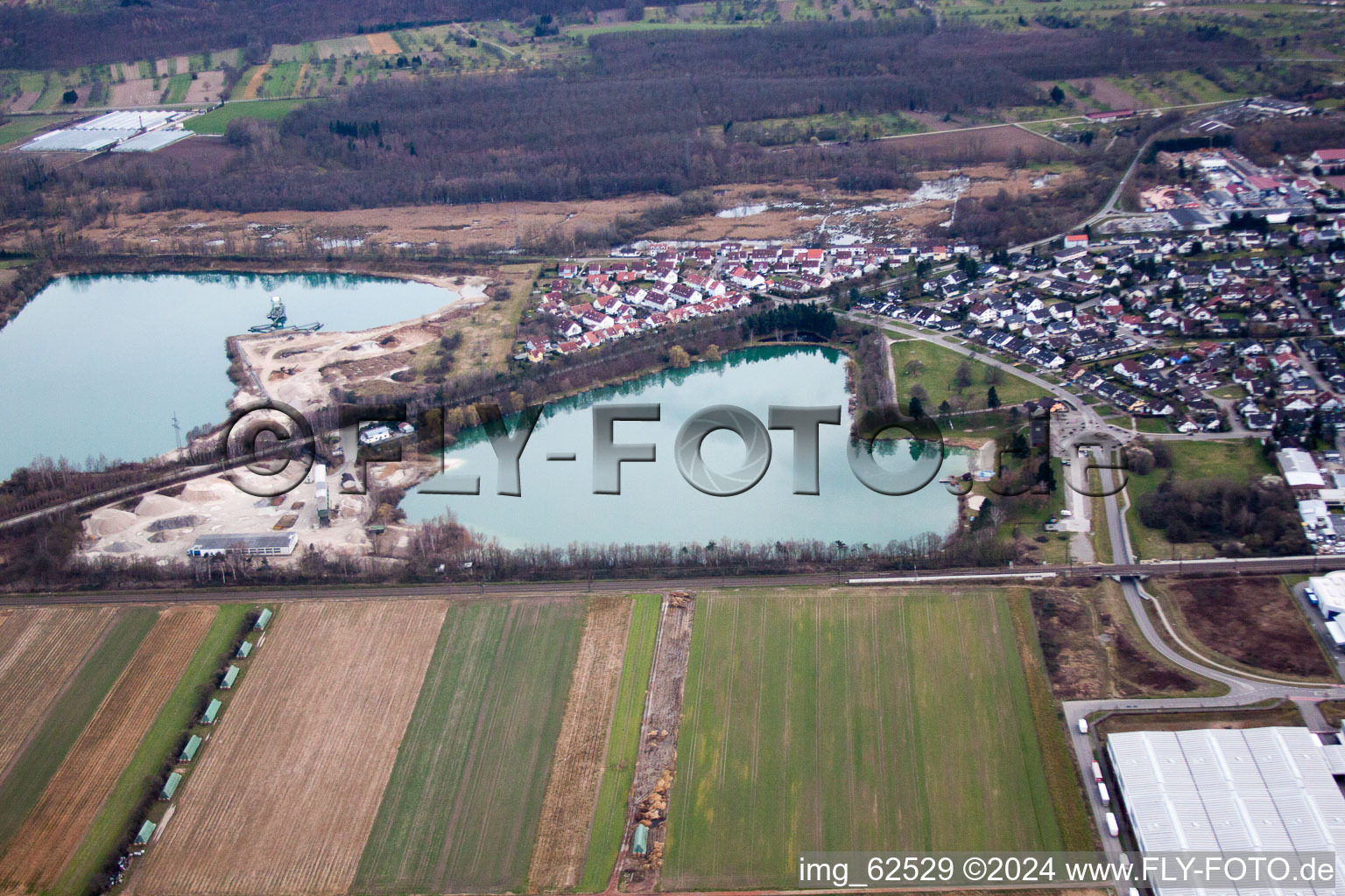 Gebr. Klatenbach gravel works in Muggensturm in the state Baden-Wuerttemberg, Germany