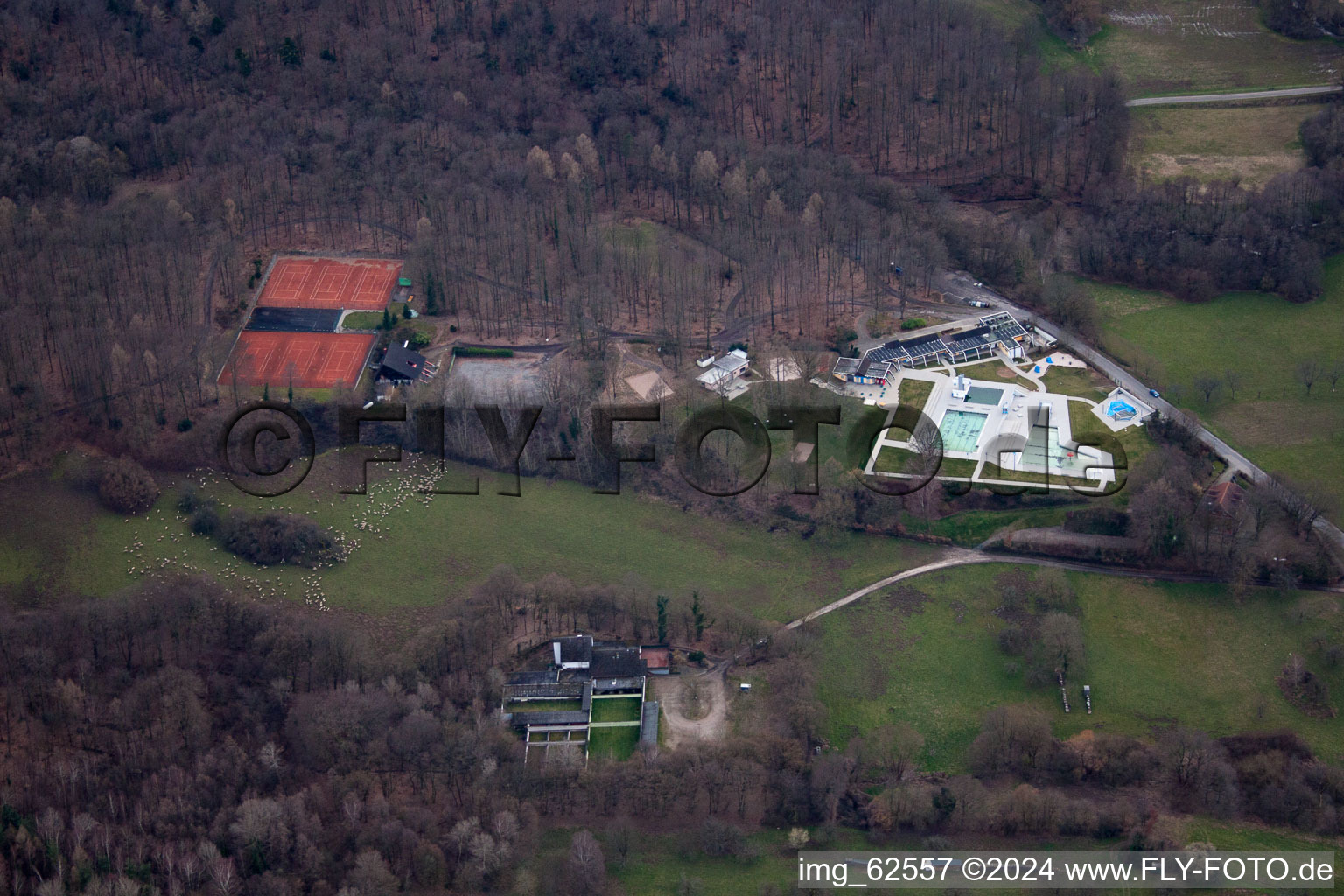 The outdoor pool in the district Waldprechtsweier in Malsch in the state Baden-Wuerttemberg, Germany