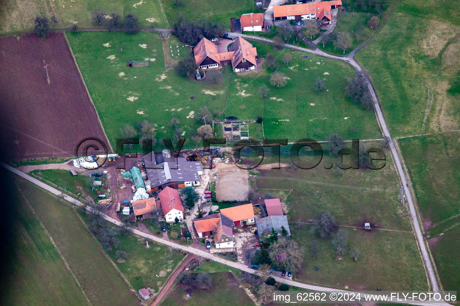 Aerial photograpy of Rimmelsbacher Hof in the district Völkersbach in Malsch in the state Baden-Wuerttemberg, Germany