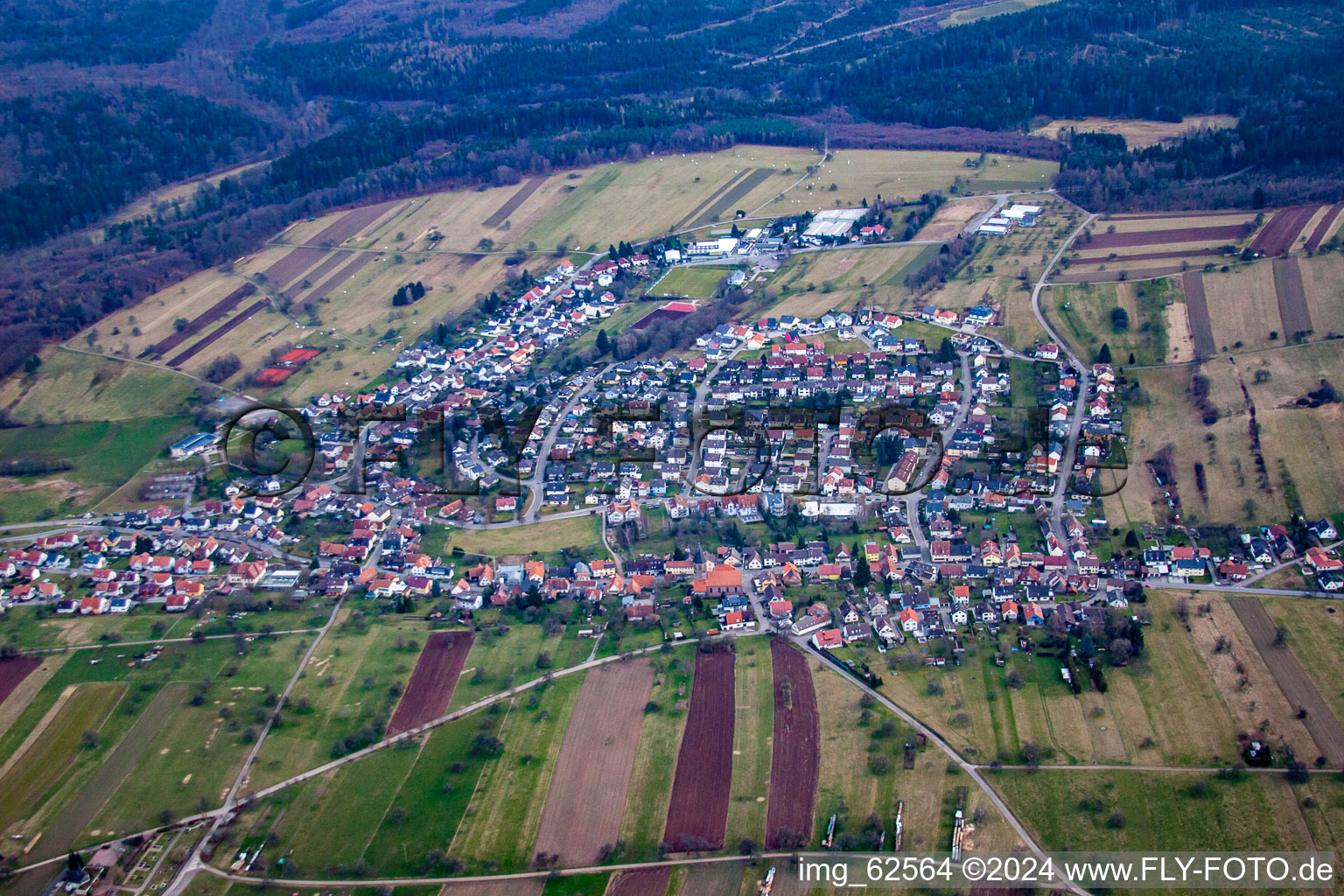 Aerial photograpy of District Völkersbach in Malsch in the state Baden-Wuerttemberg, Germany