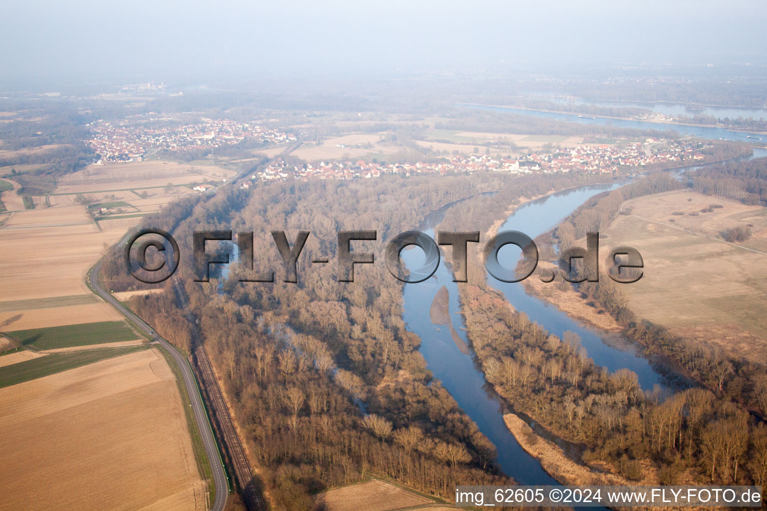 Aerial view of Munchhausen in the state Bas-Rhin, France