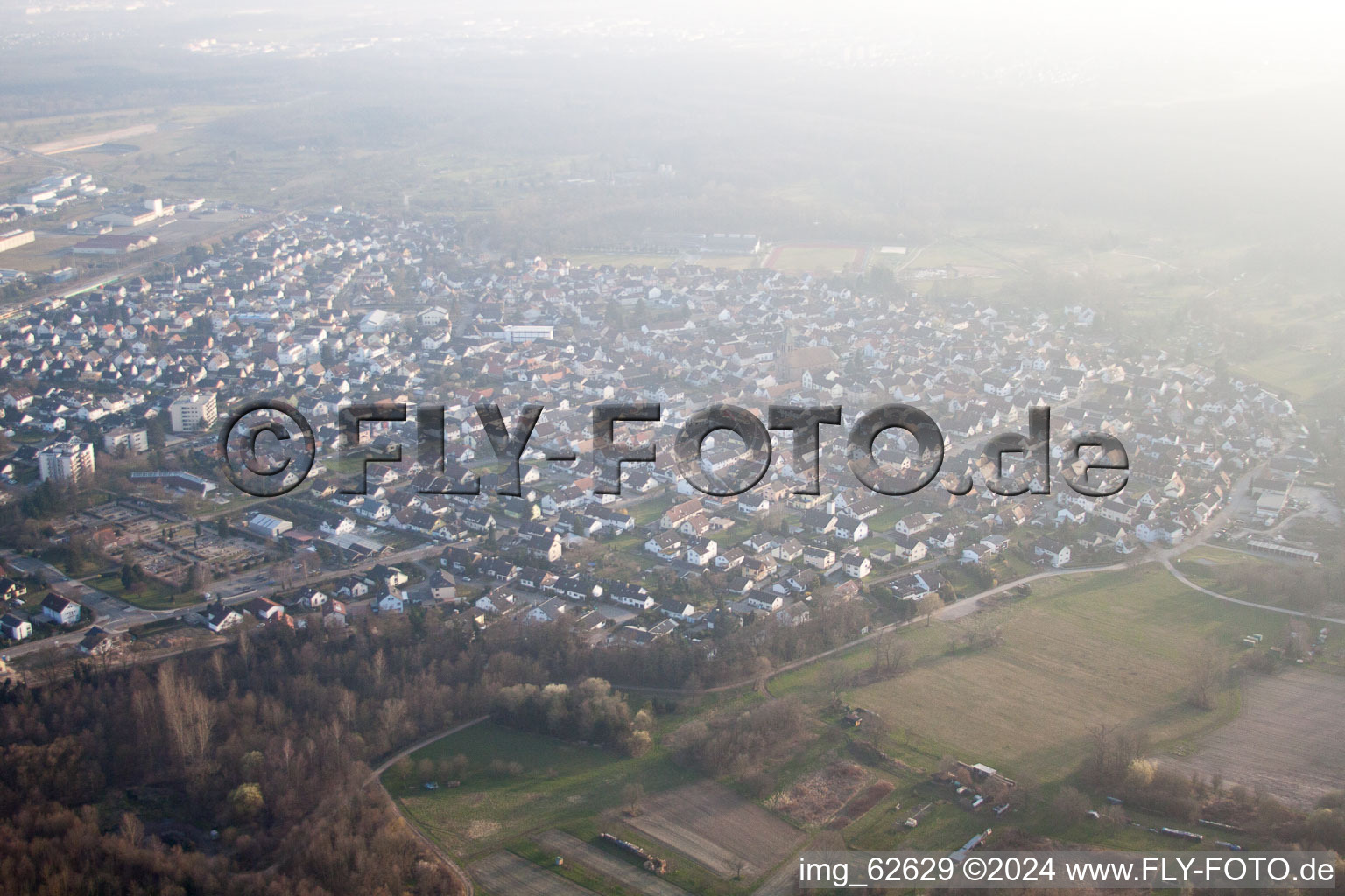 Ötigheim in the state Baden-Wuerttemberg, Germany seen from a drone