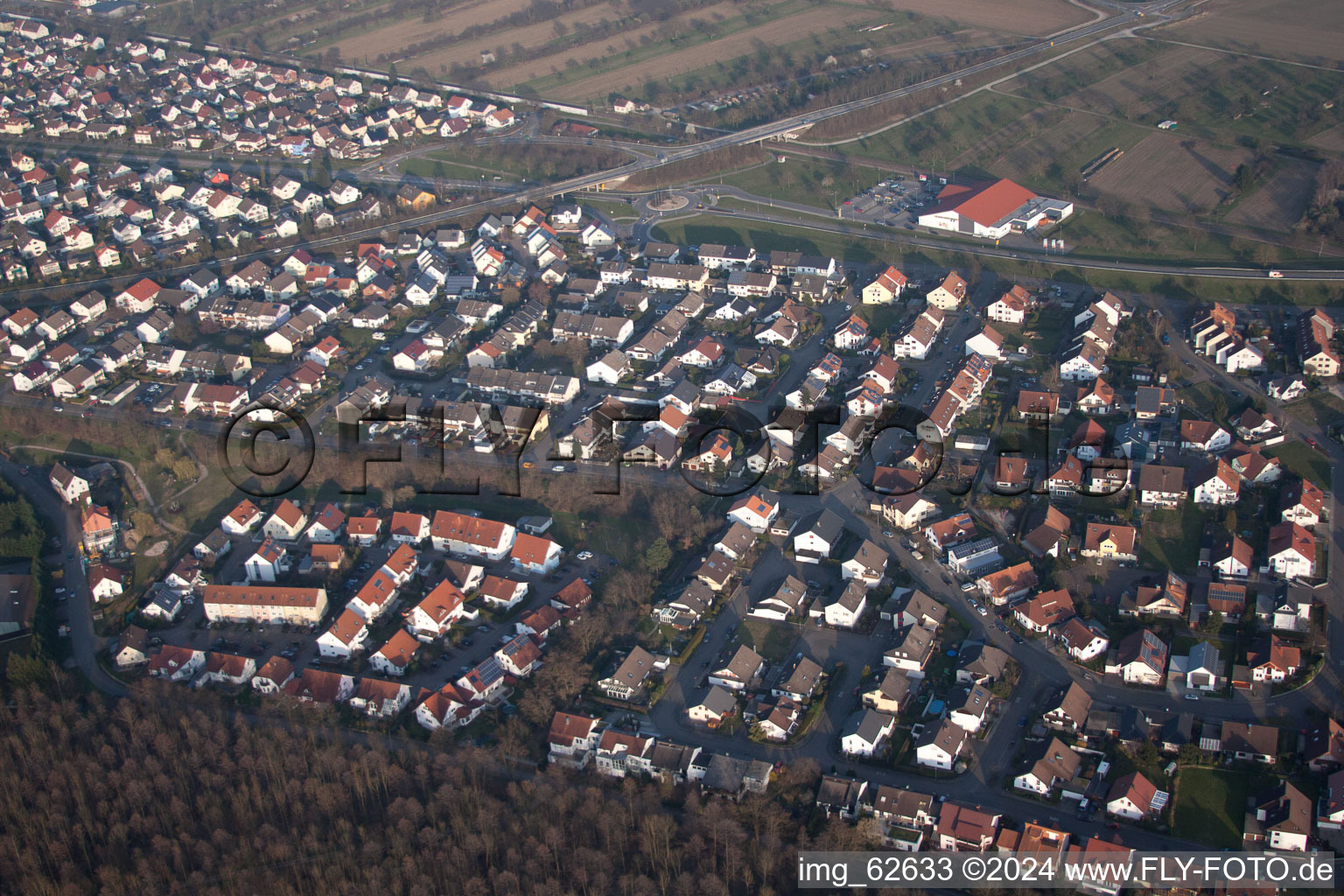 Ötigheim in the state Baden-Wuerttemberg, Germany from above