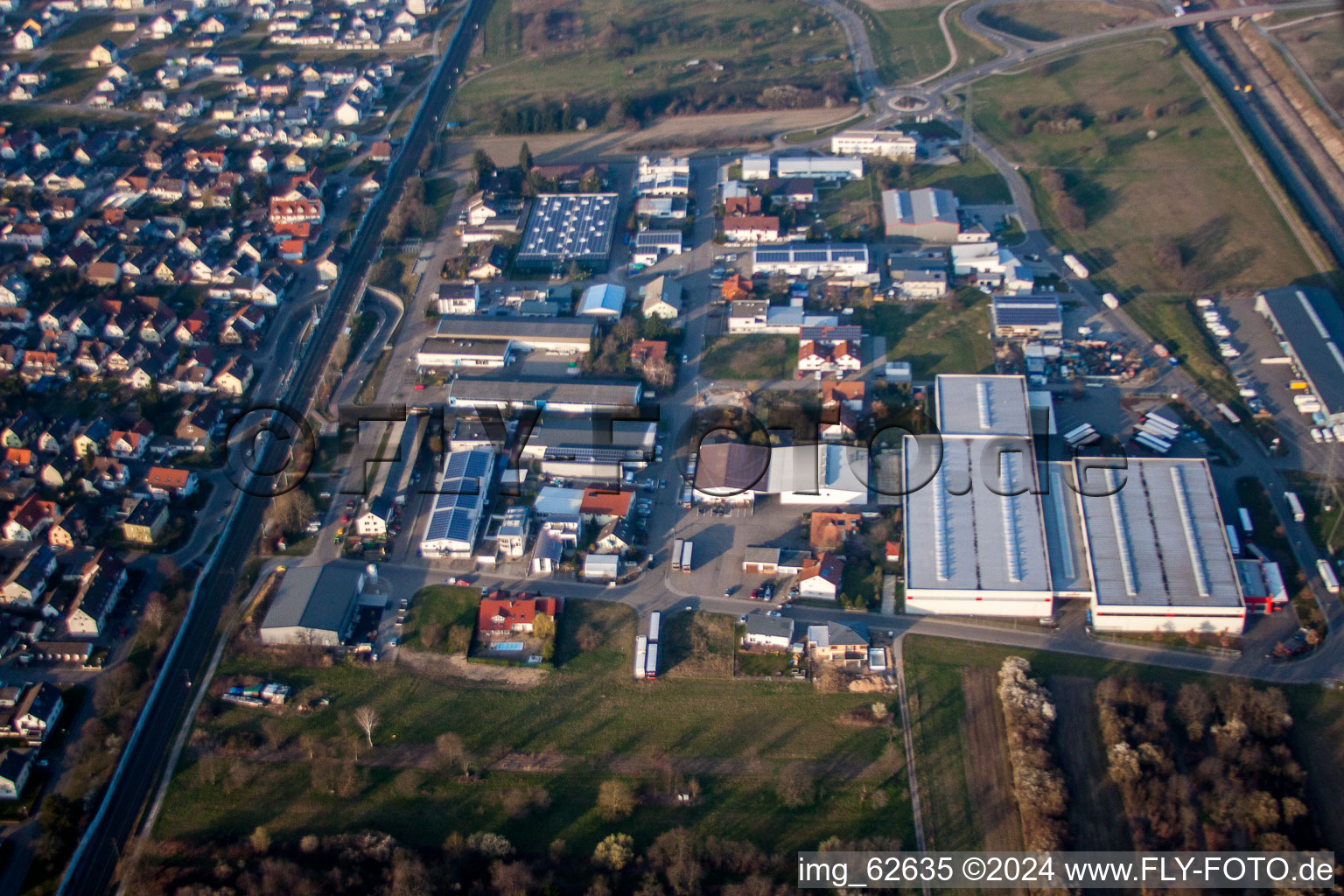 Aerial photograpy of Industrial and commercial area East in Bietigheim in the state Baden-Wurttemberg