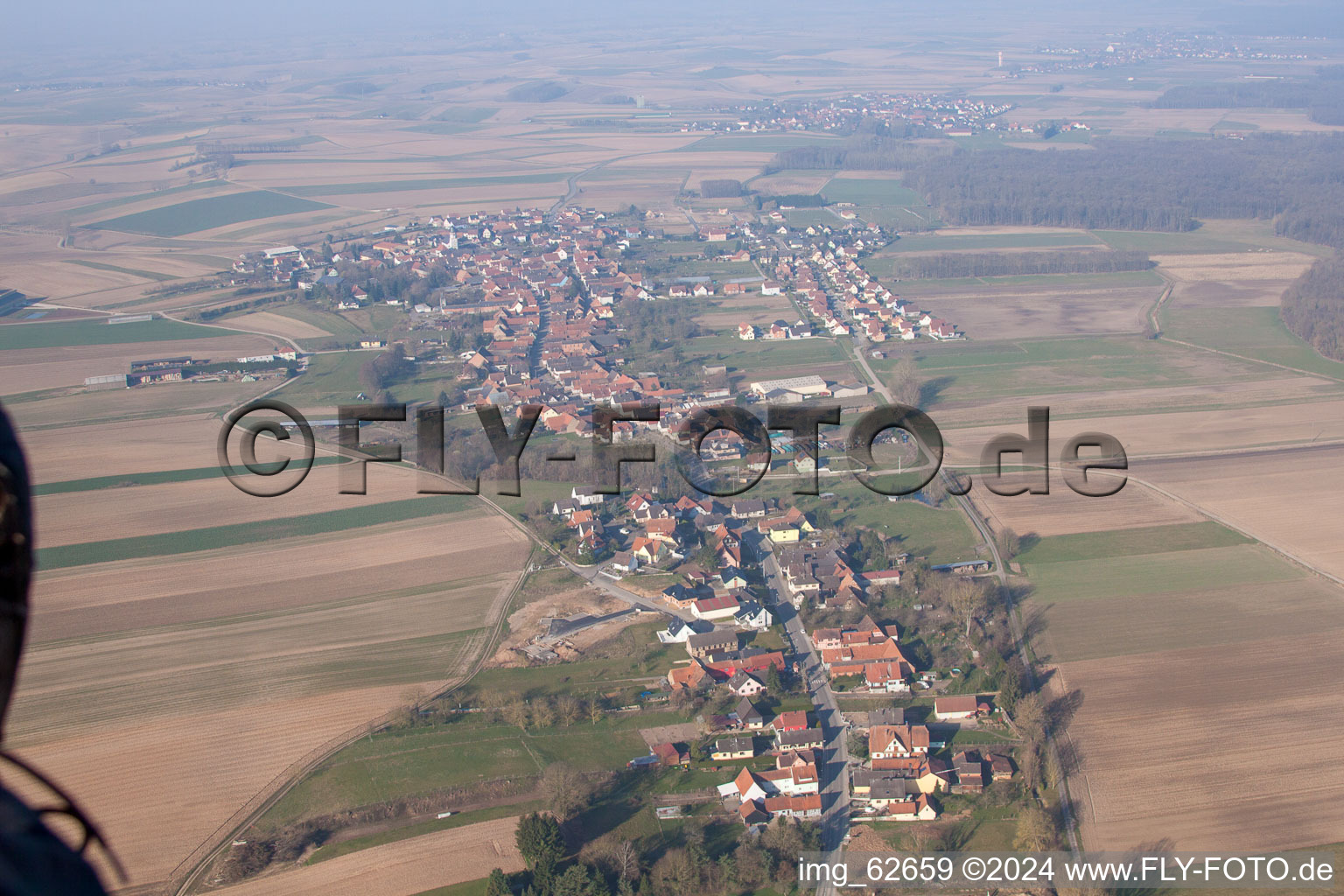 Scheibenhard in the state Bas-Rhin, France from a drone