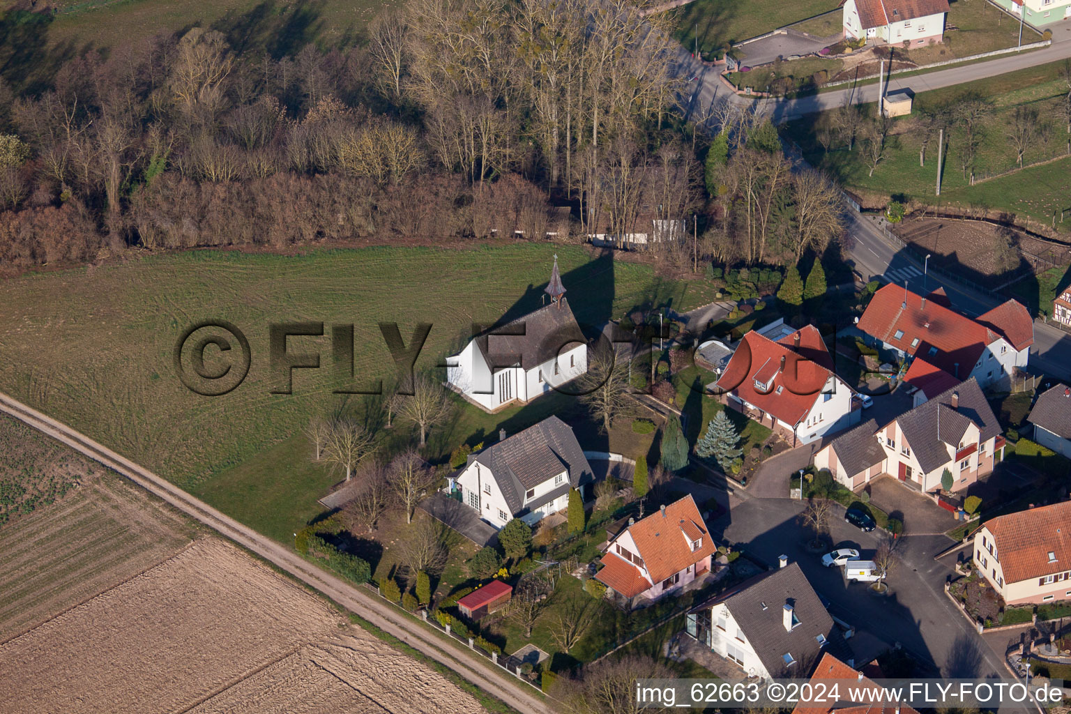 Aerial photograpy of Scheibenhard in the state Bas-Rhin, France