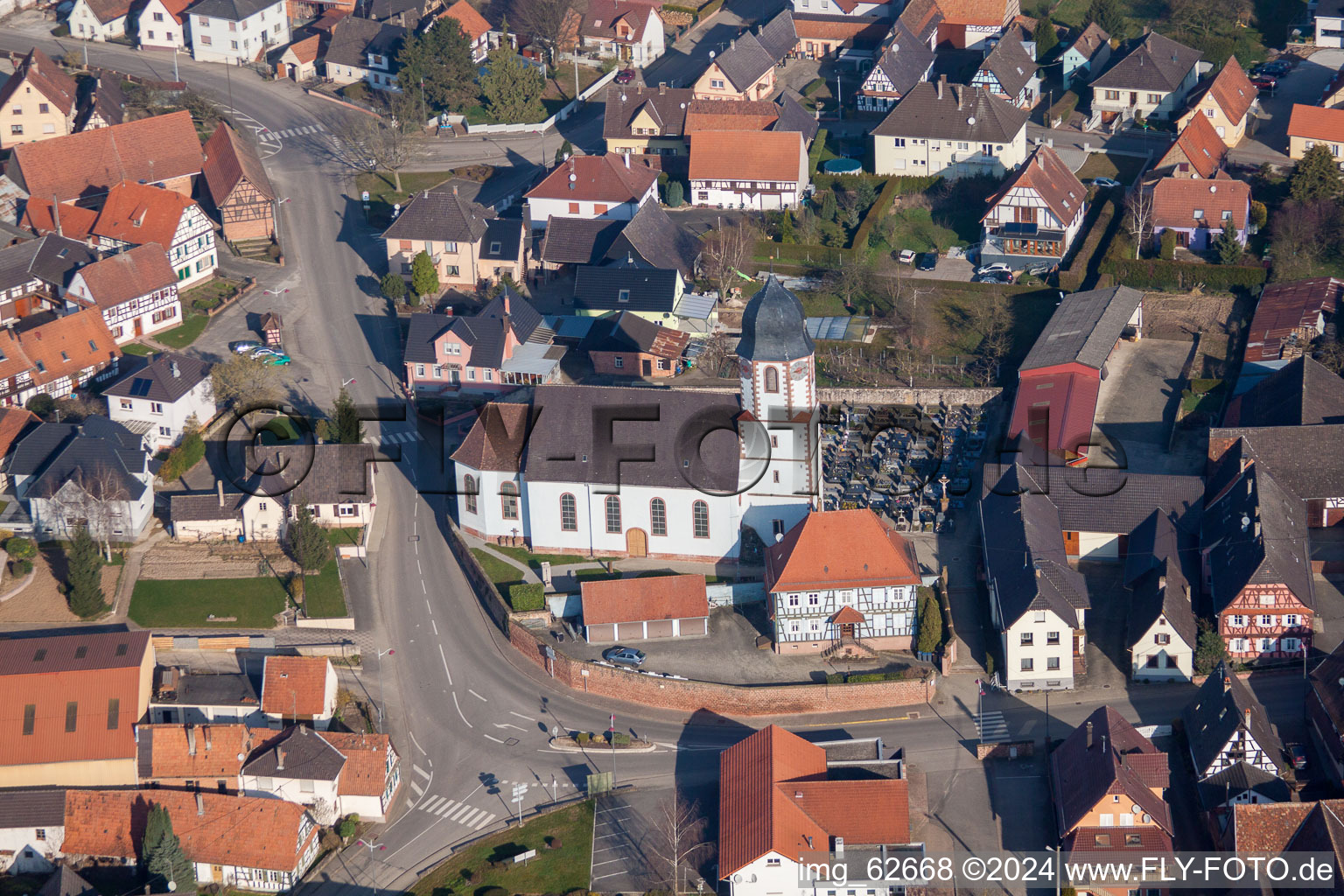 Niederlauterbach in the state Bas-Rhin, France viewn from the air