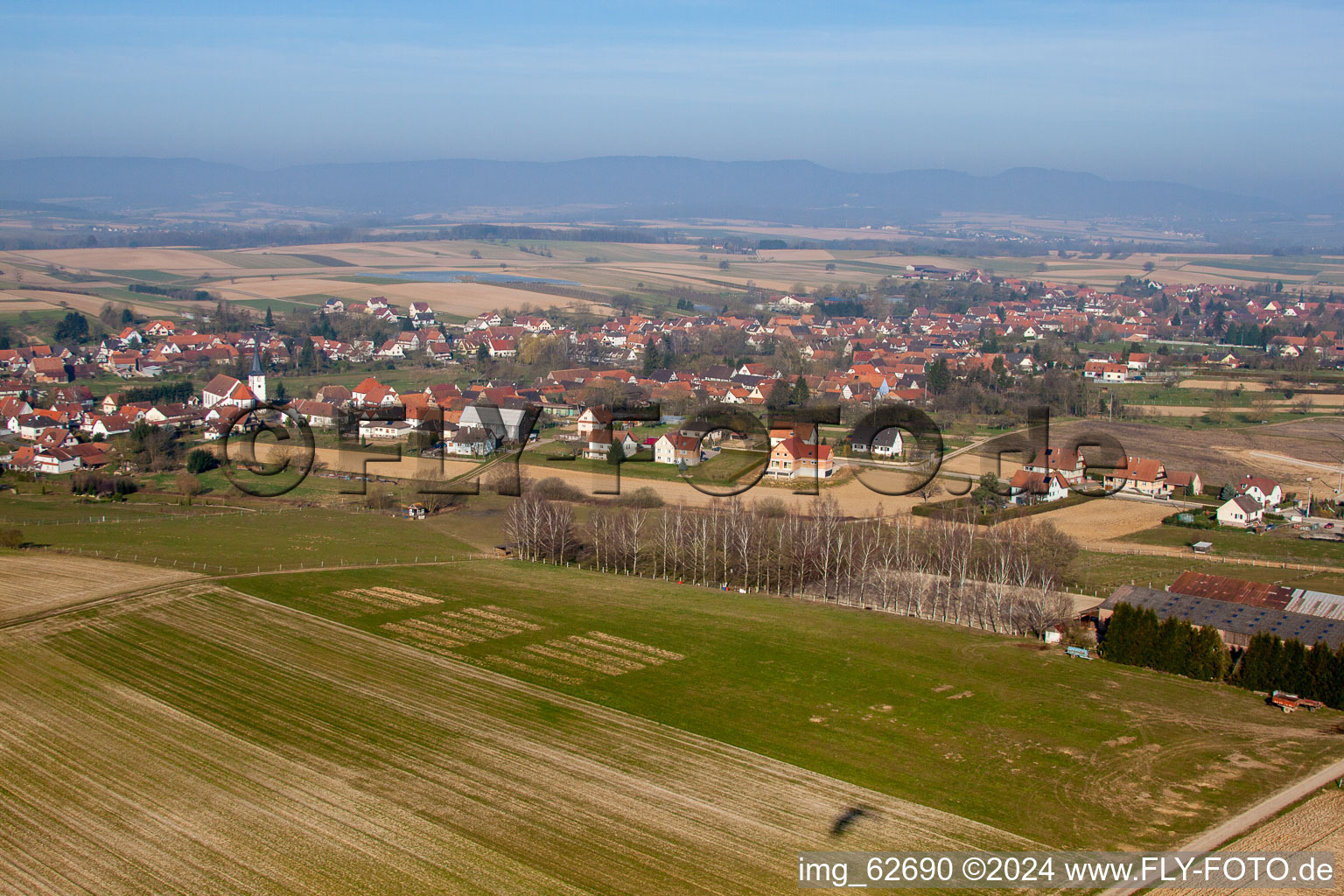 Seebach in the state Bas-Rhin, France seen from above