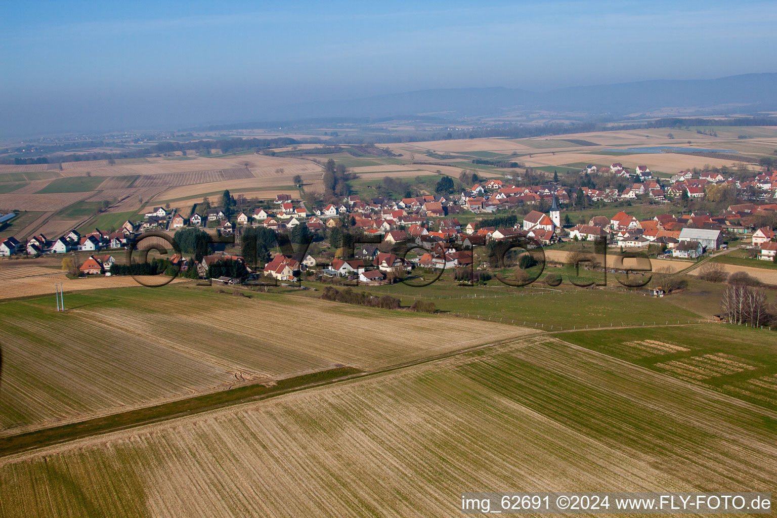 Seebach in the state Bas-Rhin, France from the plane