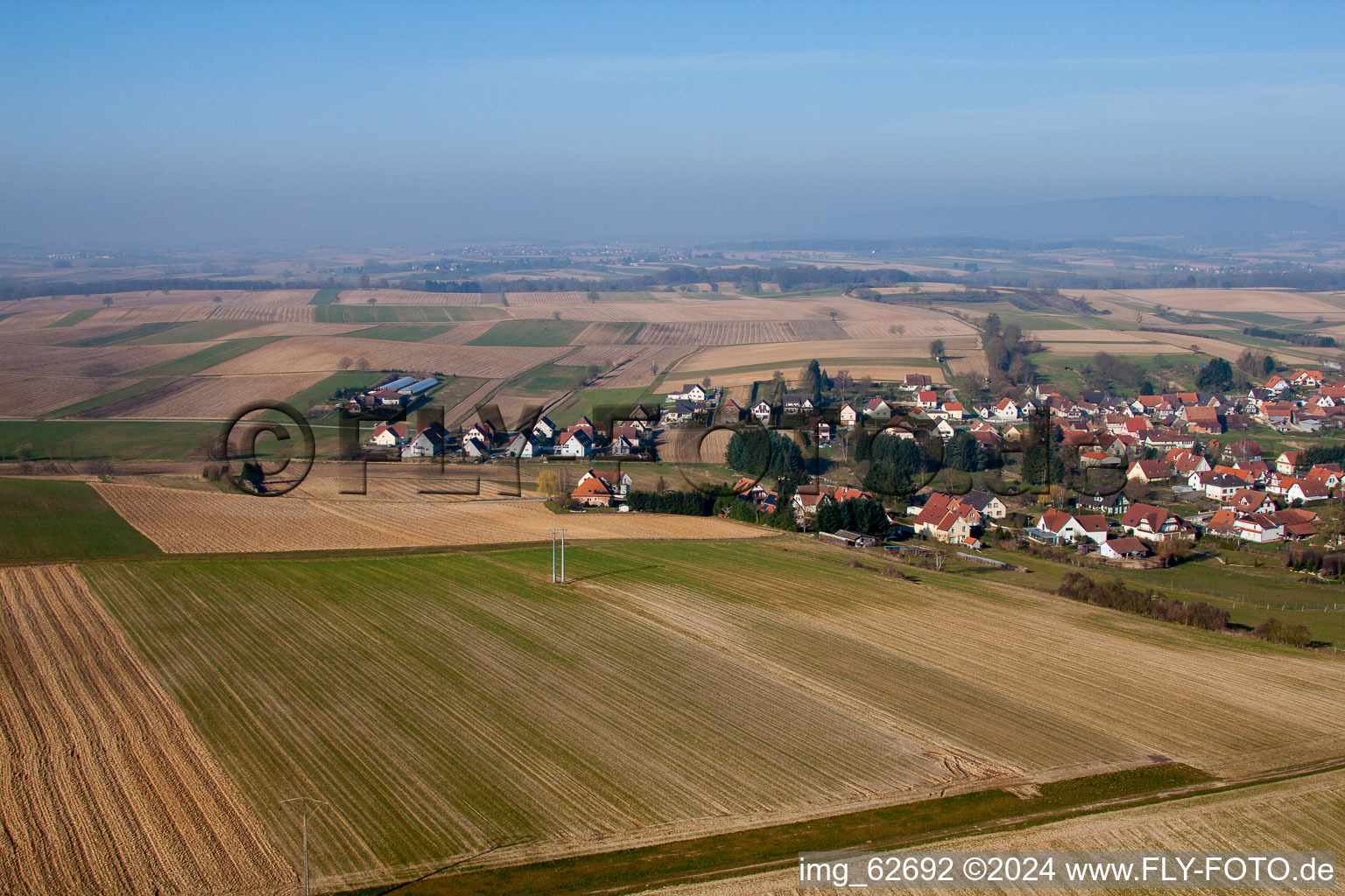 Bird's eye view of Seebach in the state Bas-Rhin, France