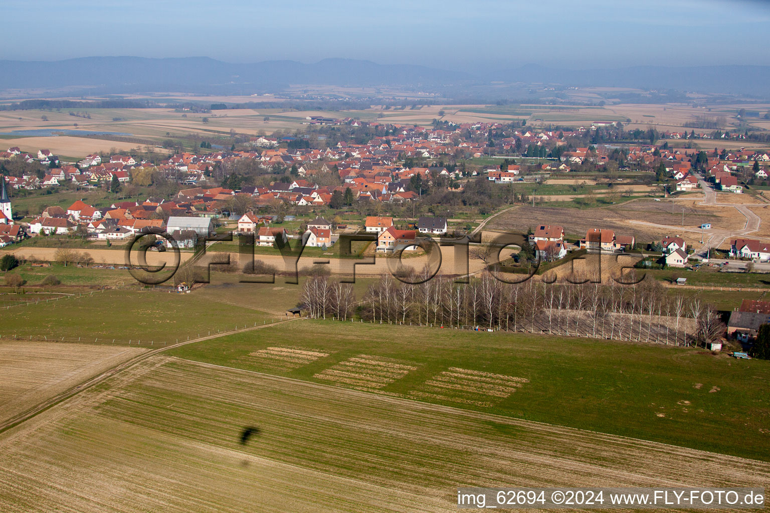 Drone recording of Seebach in the state Bas-Rhin, France