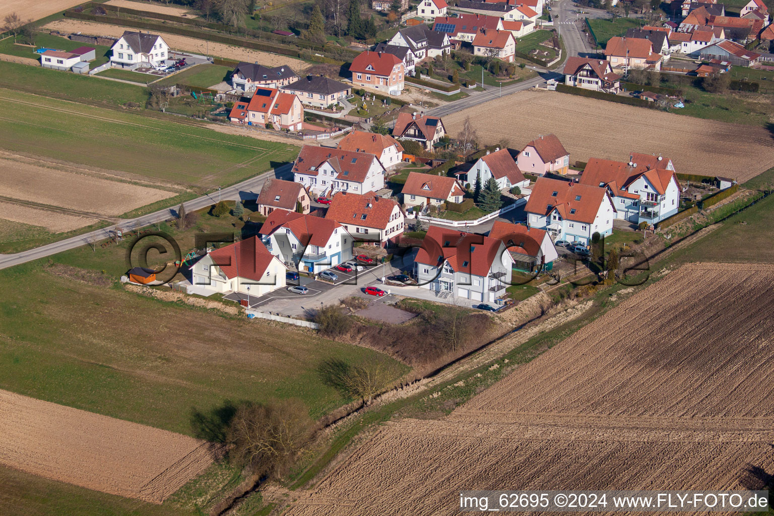 Drone image of Seebach in the state Bas-Rhin, France